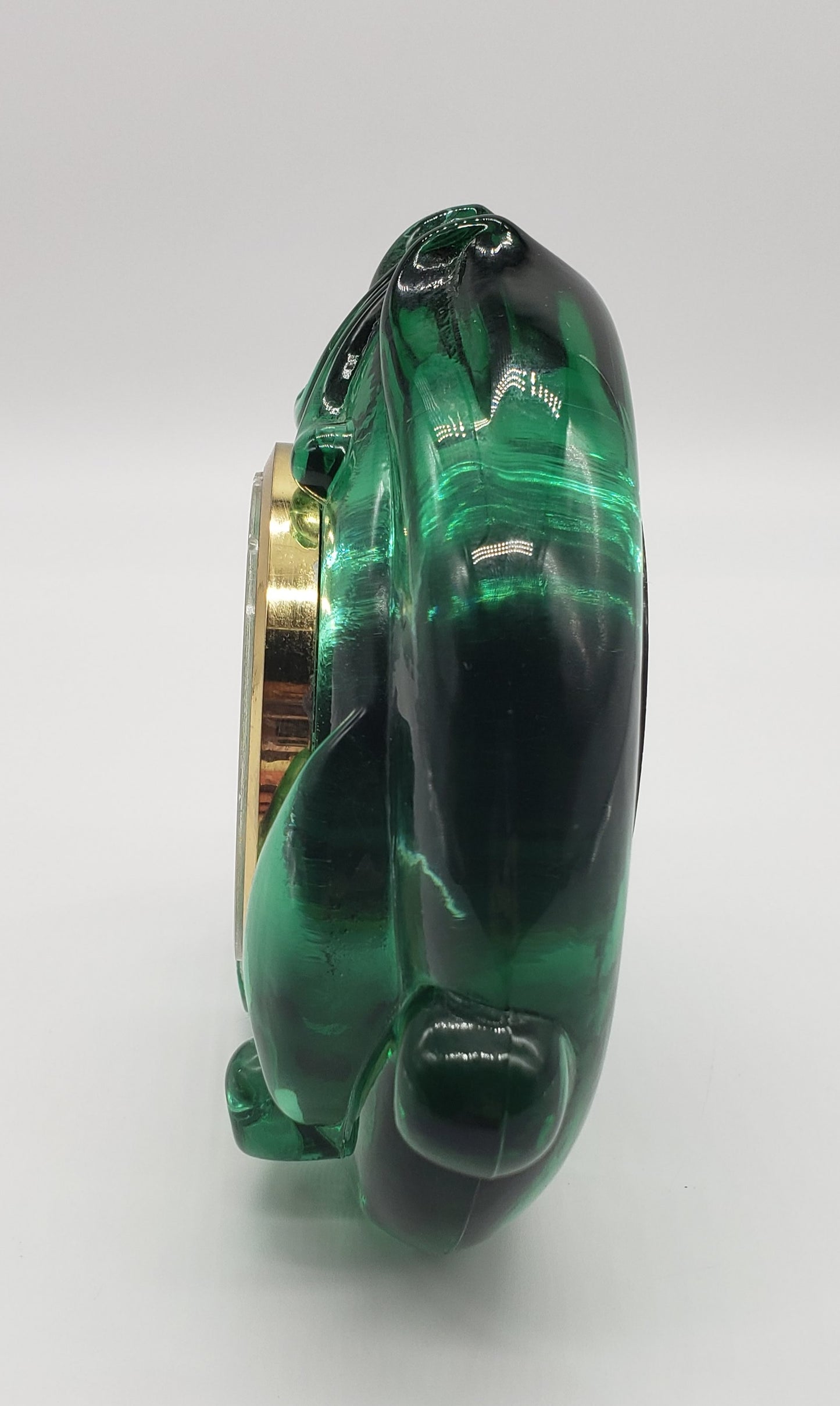 Fenton Green Glass Alarm Clock