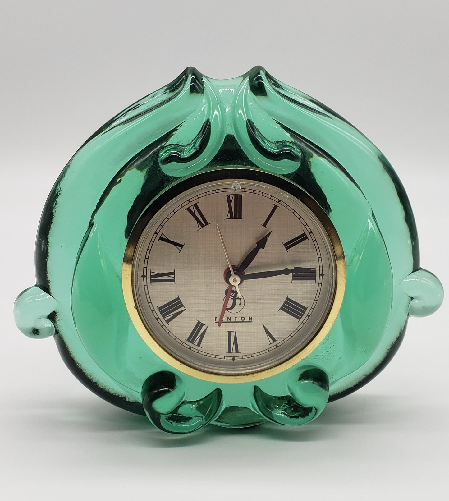 Fenton Green Glass Alarm Clock