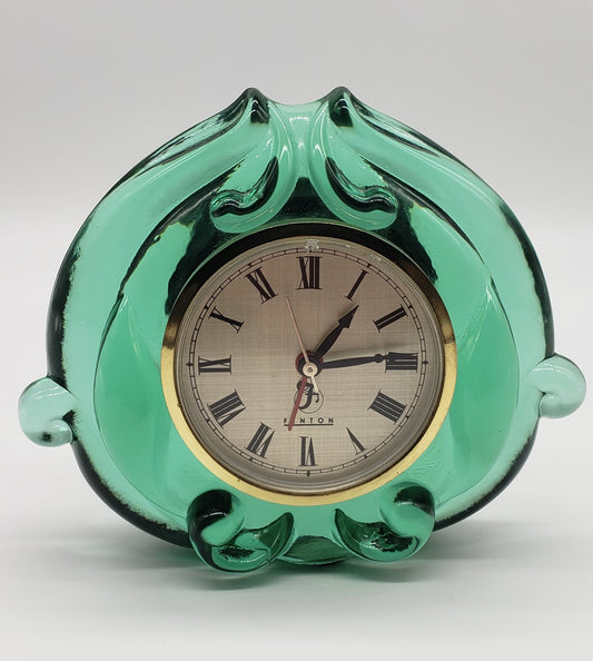 Fenton Green Glass Alarm Clock