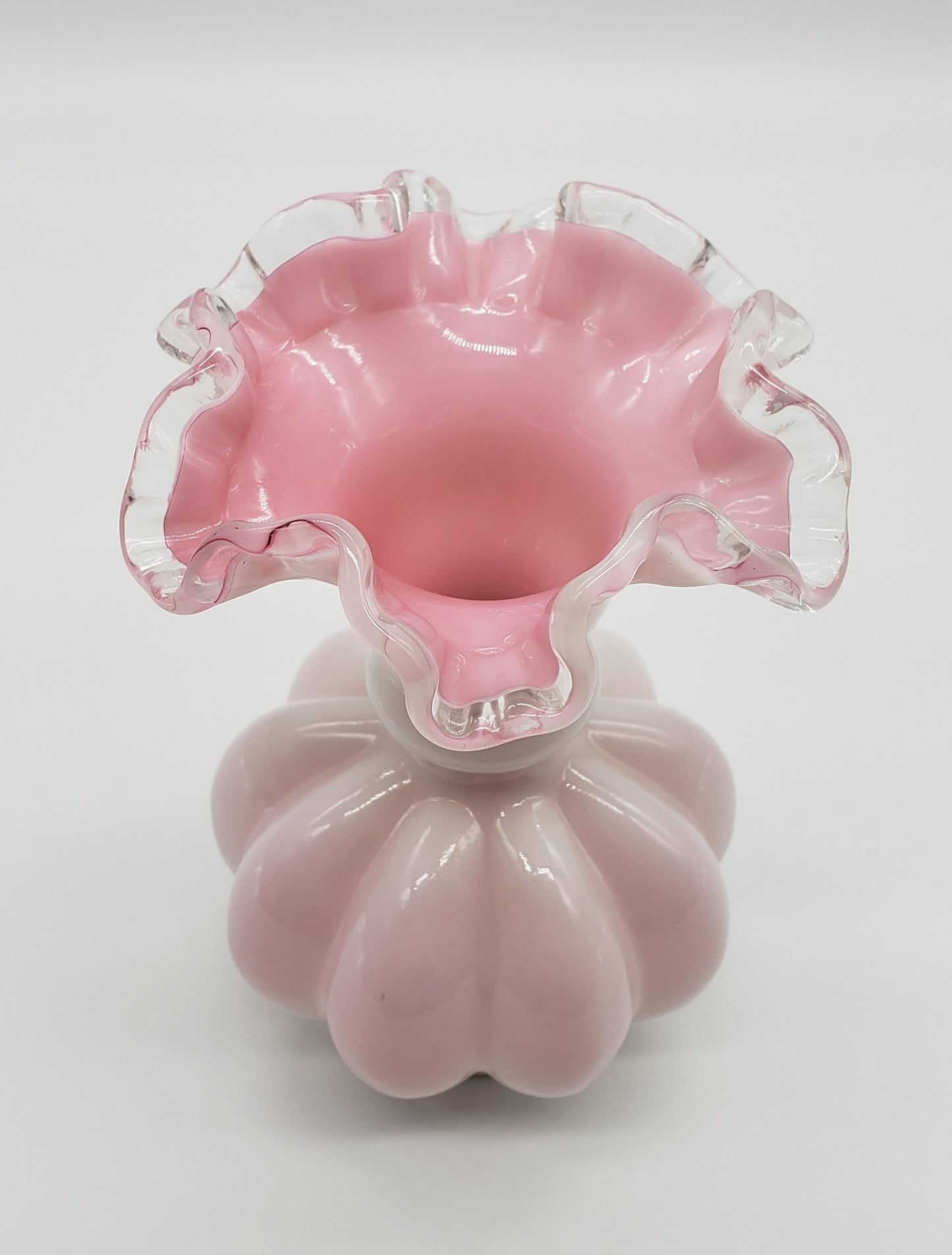 Fenton Charleton Art Glass Vase, Encased Melon Vase