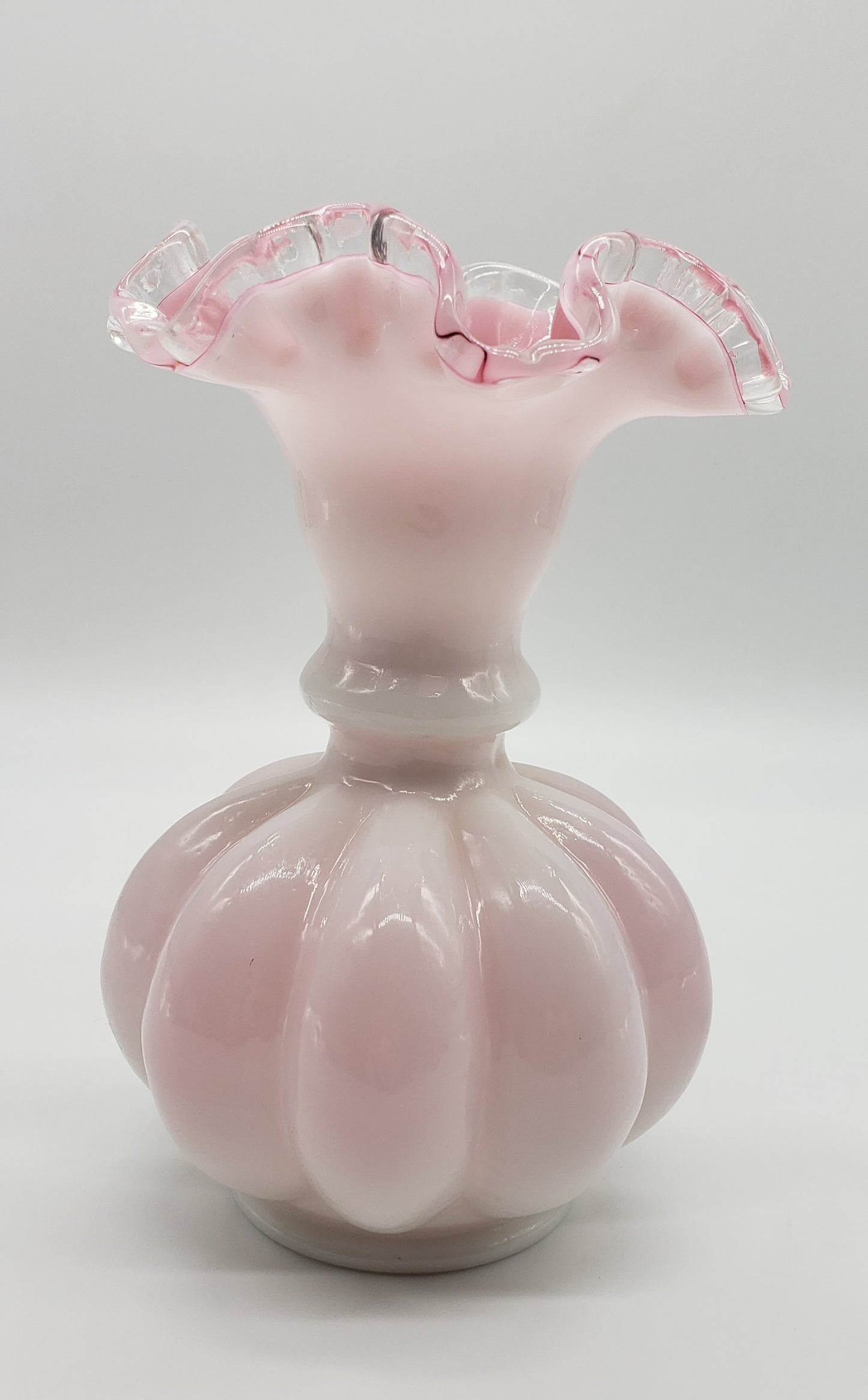 Fenton Charleton Art Glass Vase, Encased Melon Vase
