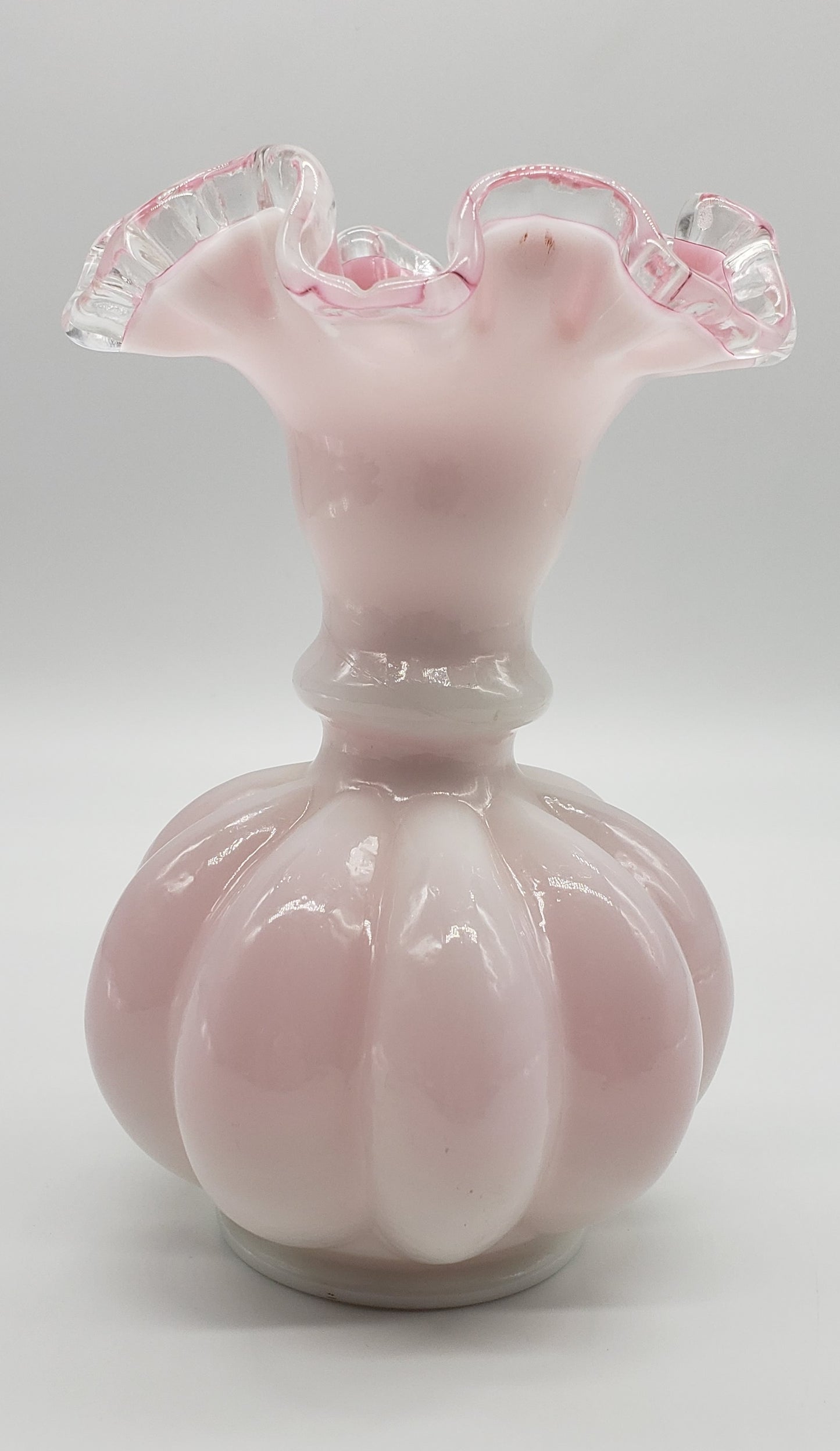 Fenton Charleton Art Glass Vase, Encased Melon Vase