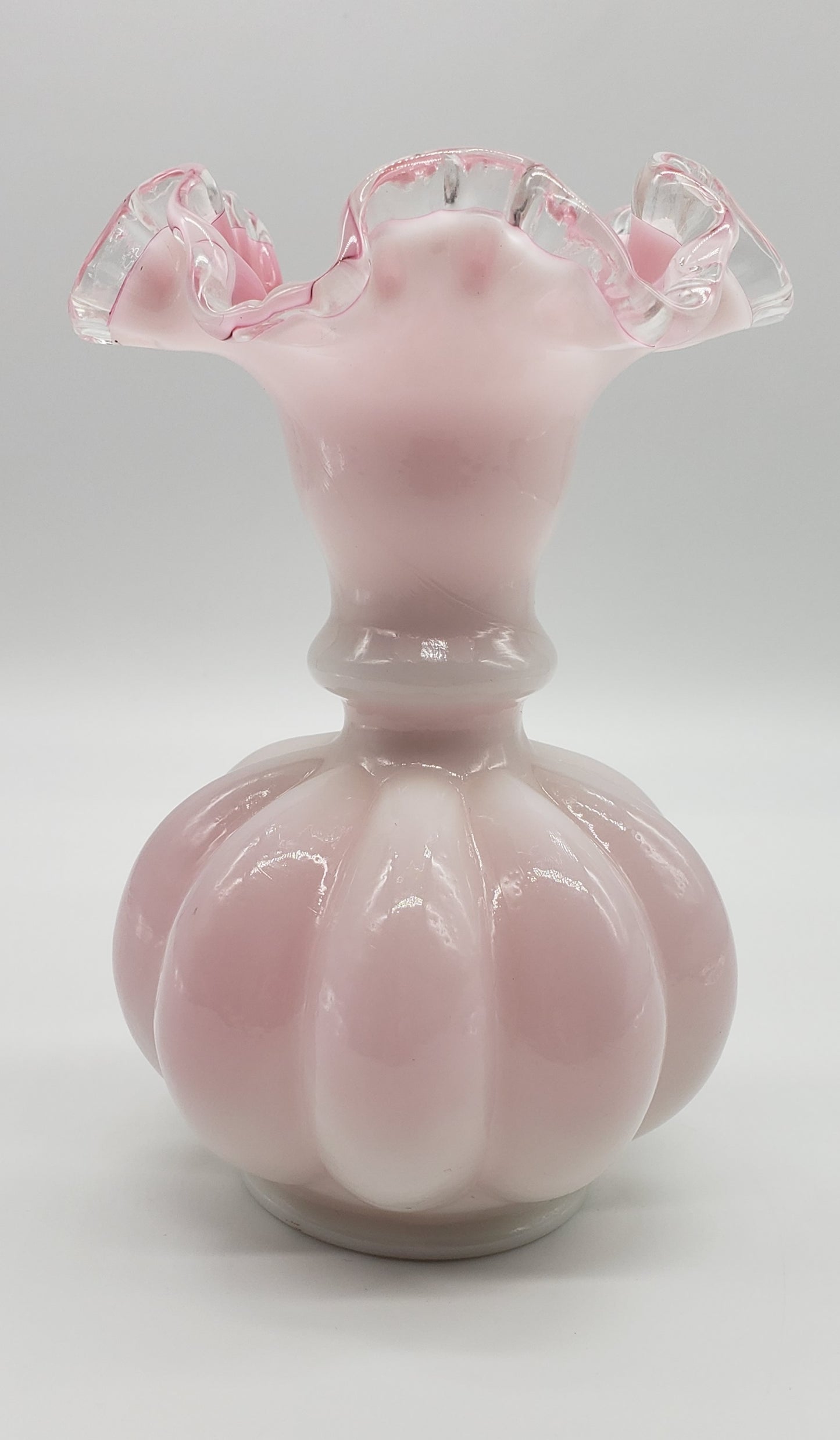 Fenton Charleton Art Glass Vase, Encased Melon Vase