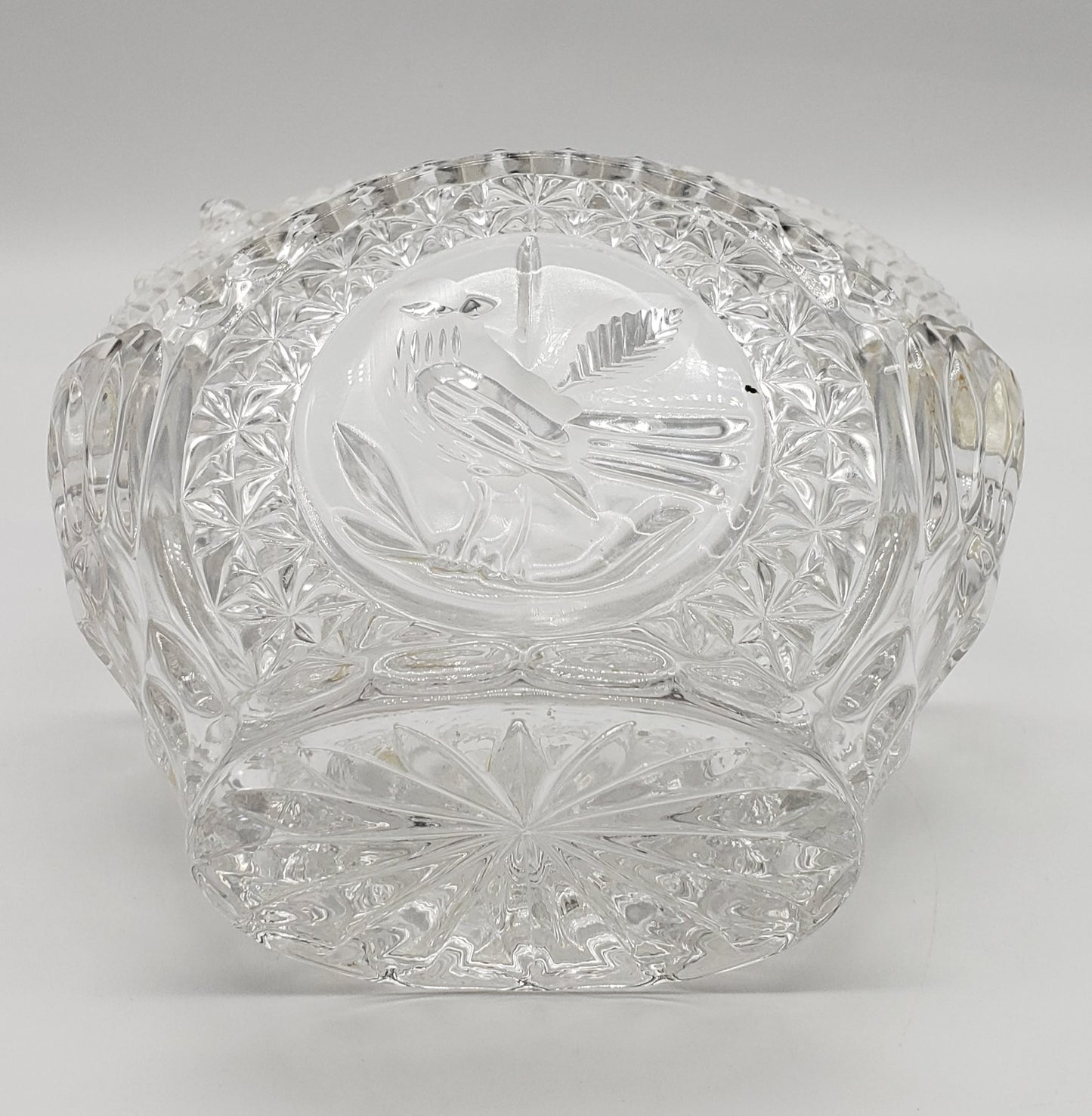 Hofbauer Germany Crystal Wedding Basket Bird Basket w Bird Figure on Handle