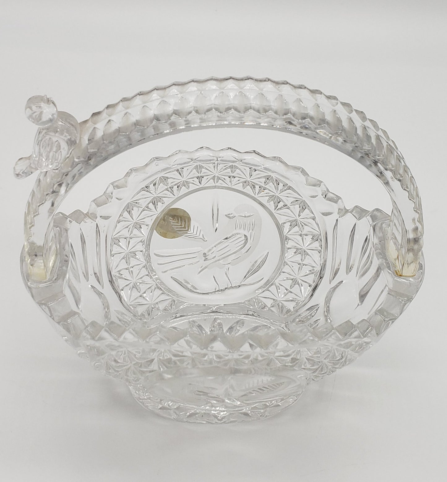 Hofbauer Germany Crystal Wedding Basket Bird Basket w Bird Figure on Handle