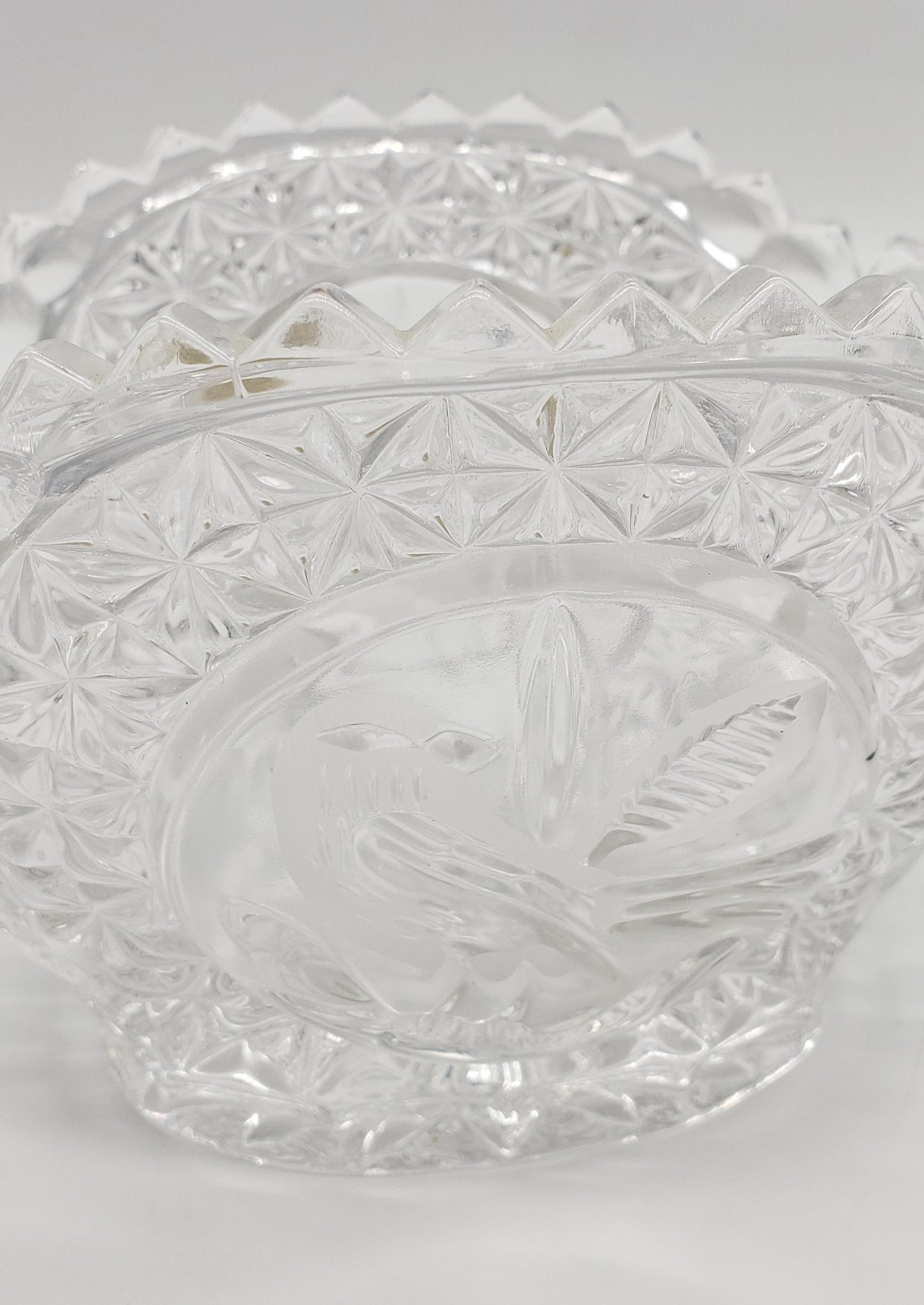 Hofbauer Germany Crystal Wedding Basket Bird Basket w Bird Figure on Handle