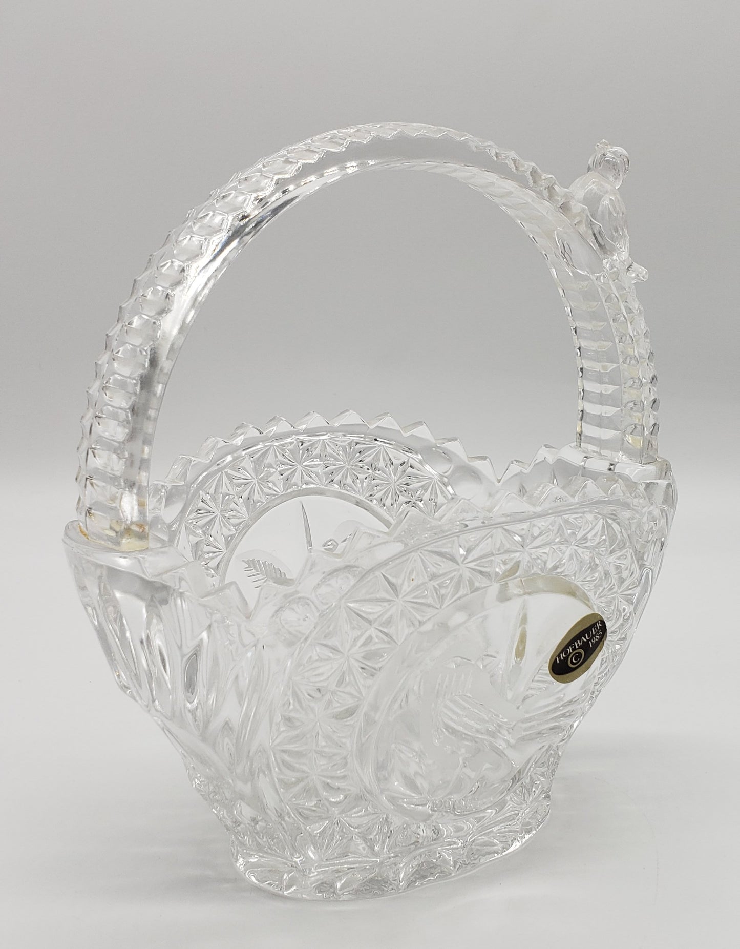 Hofbauer Germany Crystal Wedding Basket Bird Basket w Bird Figure on Handle