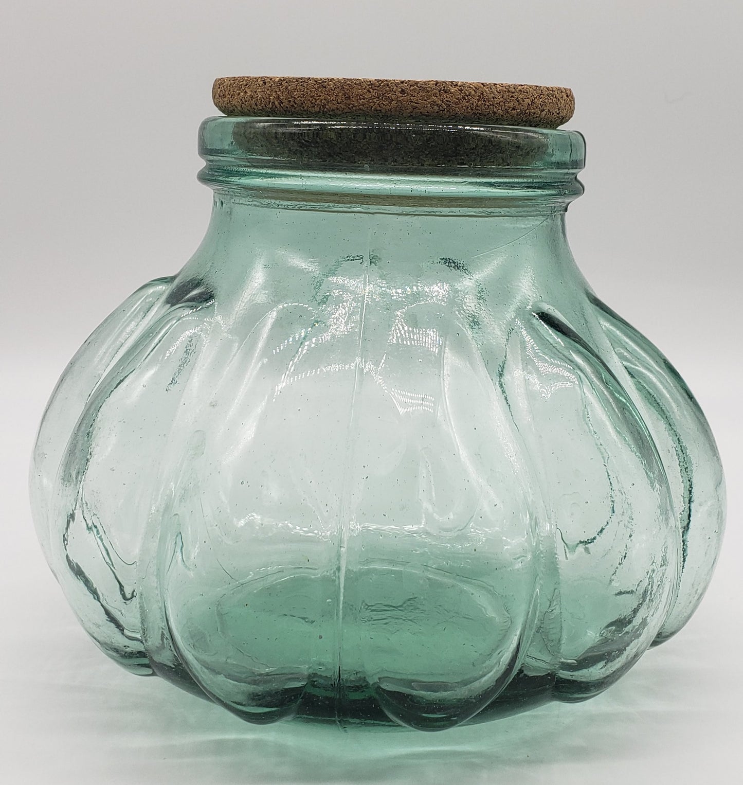 Apothecary Jar - Green Tint, pumpkin shape