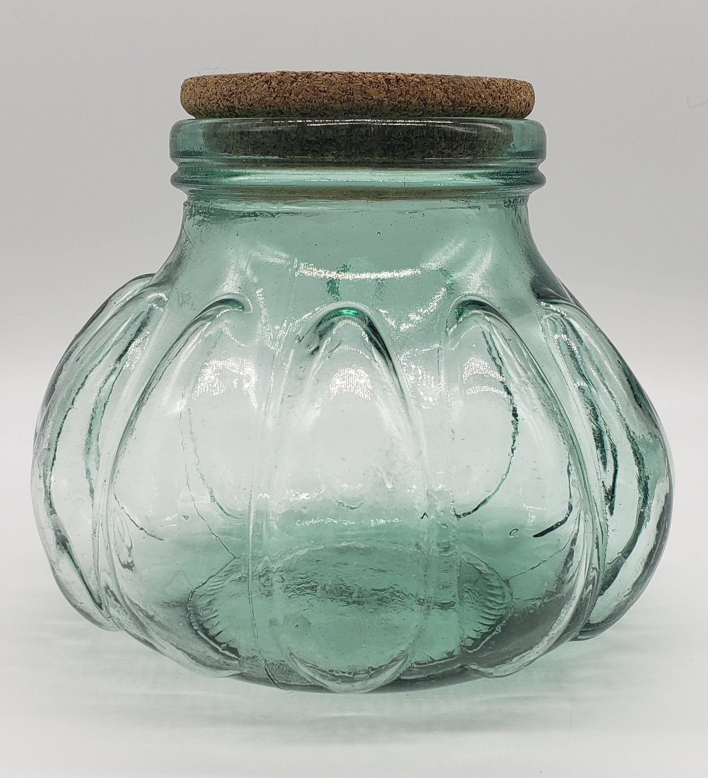 Apothecary Jar - Green Tint, pumpkin shape