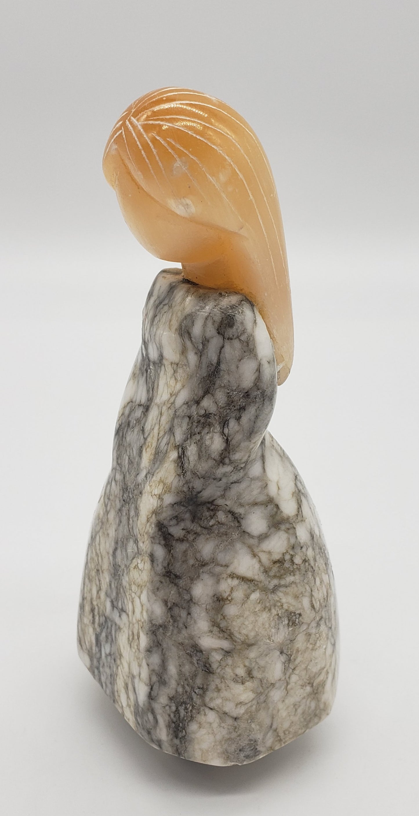Unsigned Carved Stone Girl/Woman Wearing Dress With Long Hair