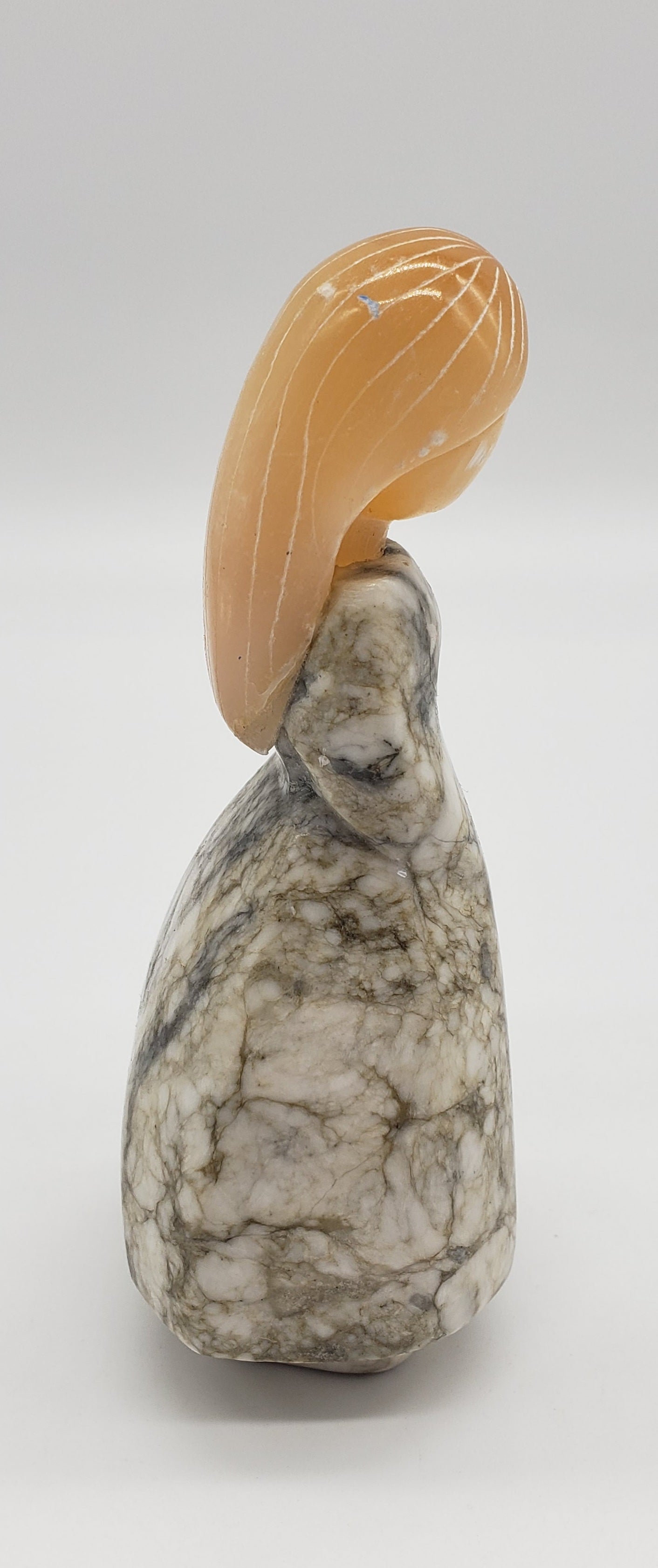 Unsigned Carved Stone Girl/Woman Wearing Dress With Long Hair