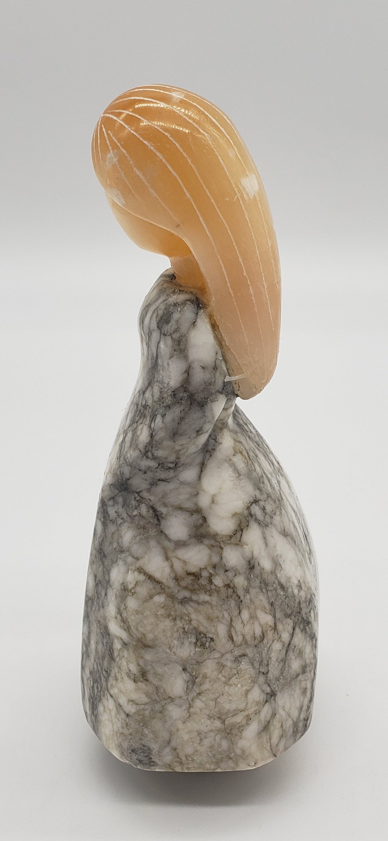 Unsigned Carved Stone Girl/Woman Wearing Dress With Long Hair