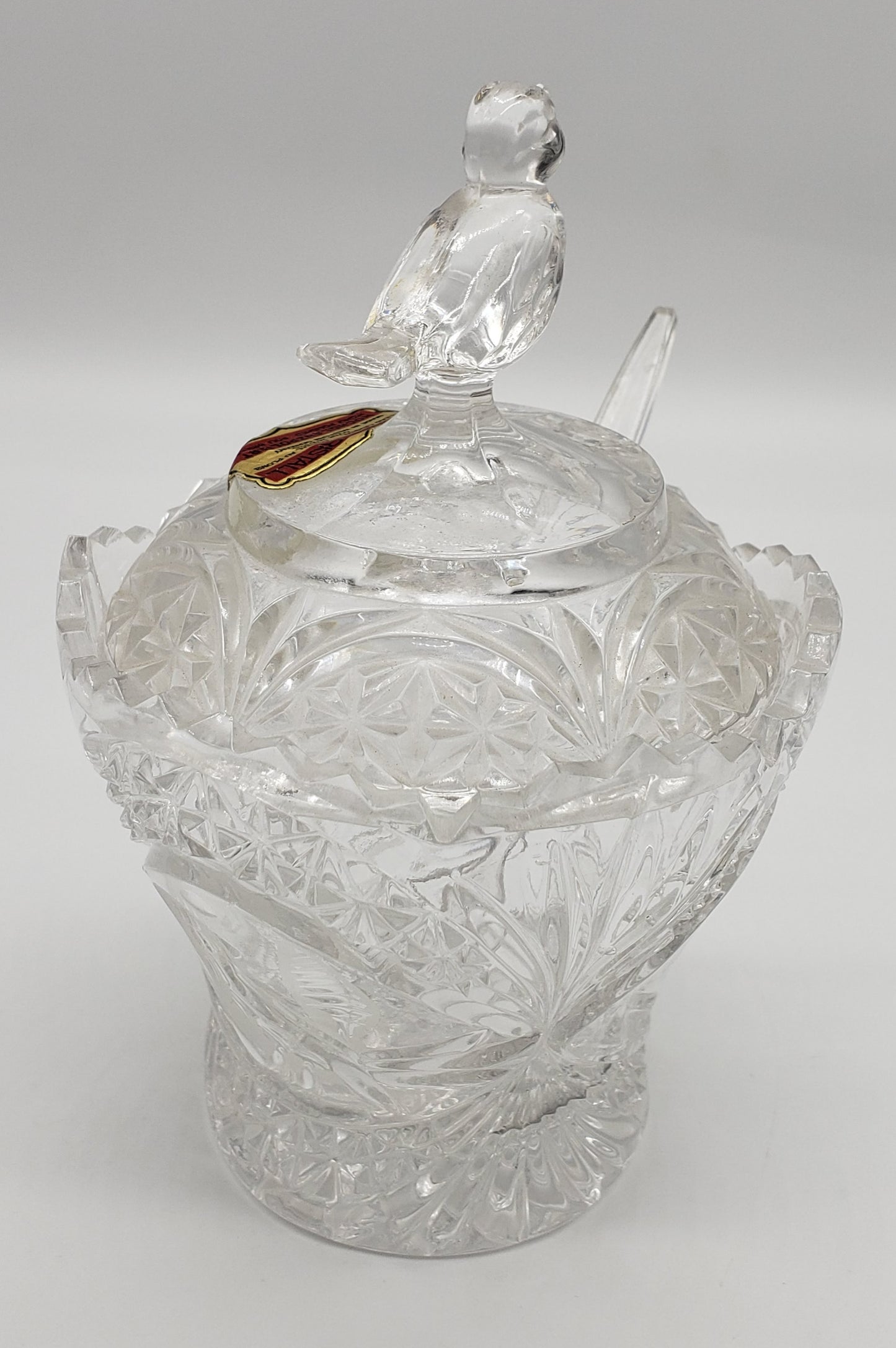 ECHT Bleikristall rectangular crystal sugar bowl with bird