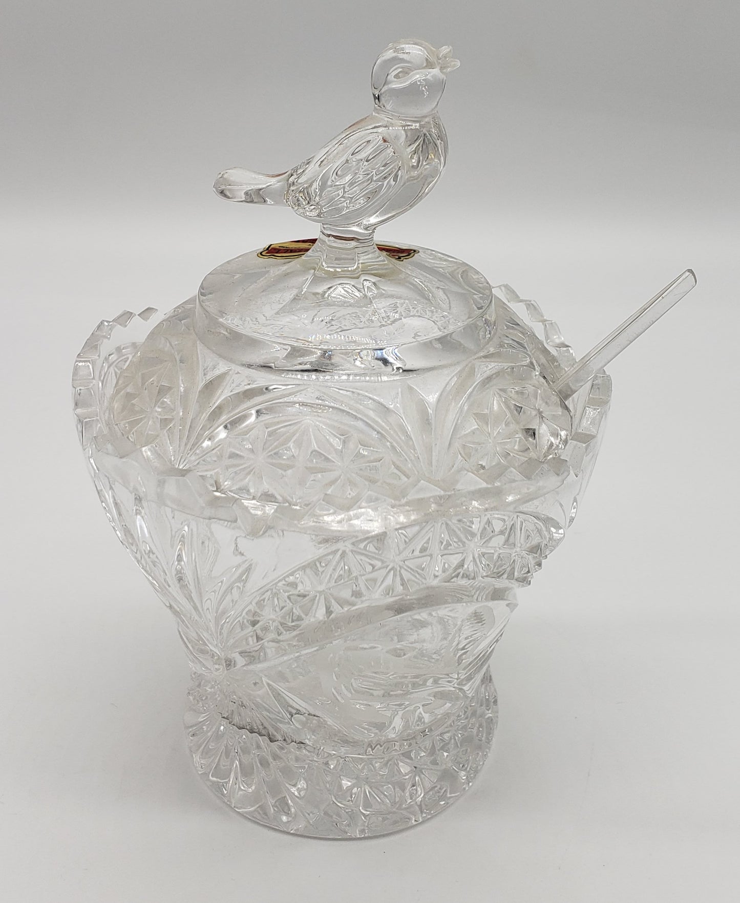 ECHT Bleikristall rectangular crystal sugar bowl with bird
