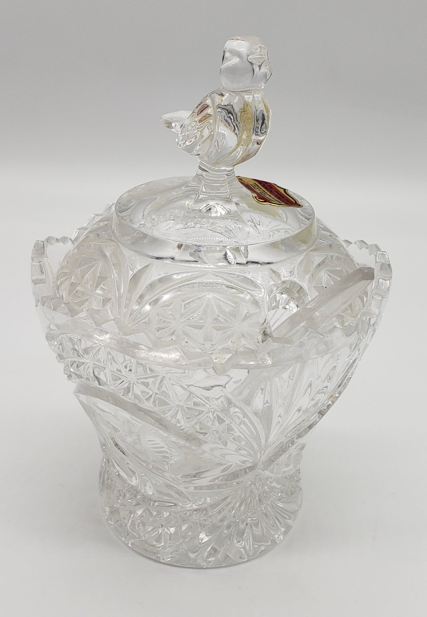 ECHT Bleikristall rectangular crystal sugar bowl with bird