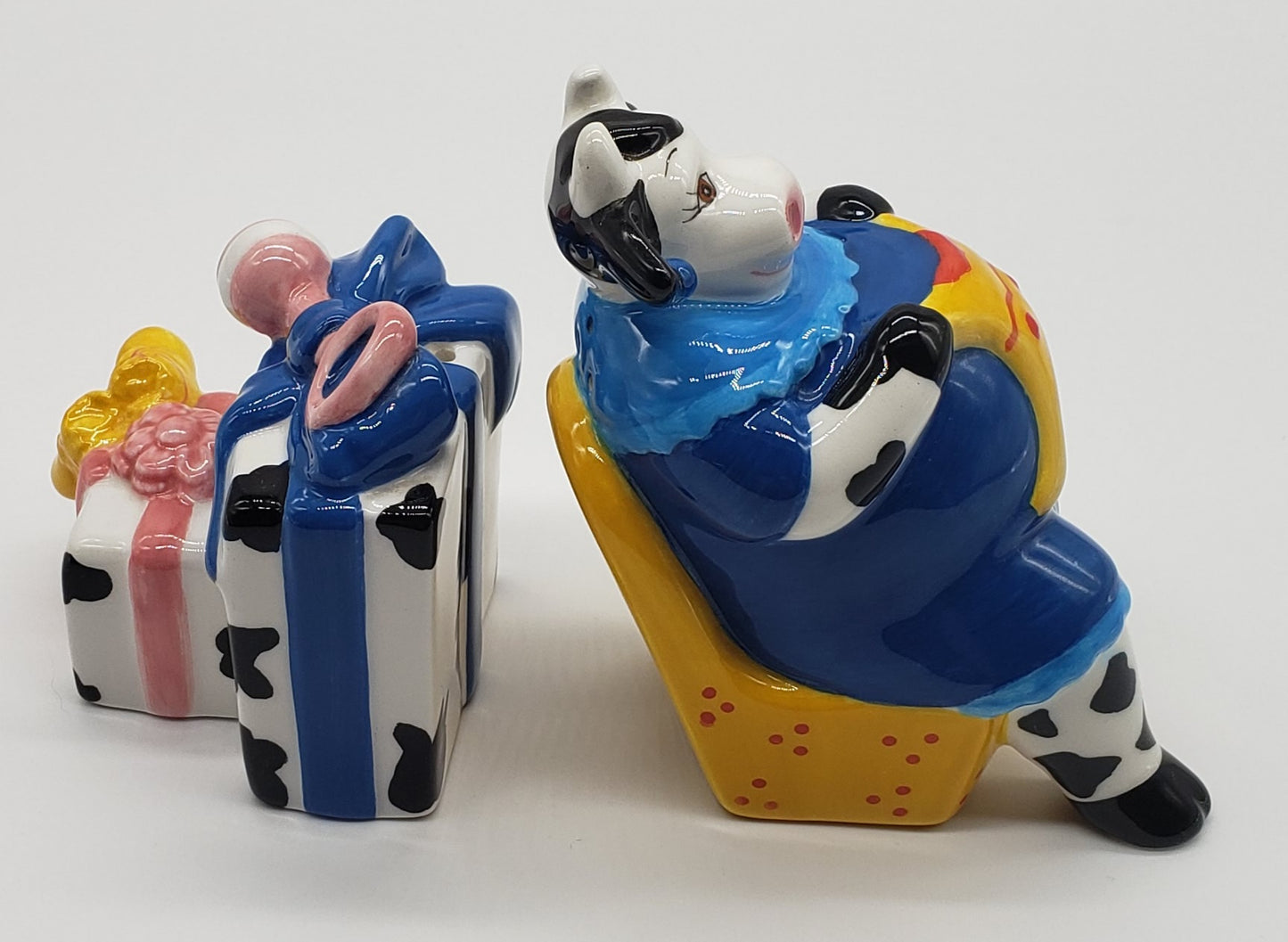 Clay Art Pregnant Cow Salt and Pepper Shakers