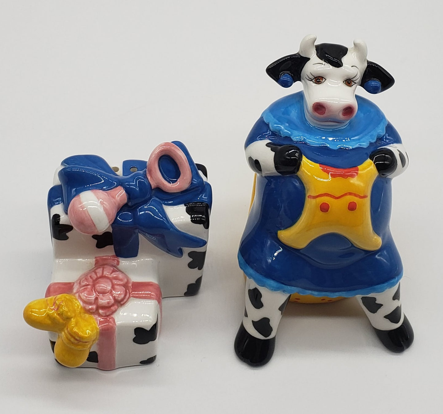 Clay Art Pregnant Cow Salt and Pepper Shakers