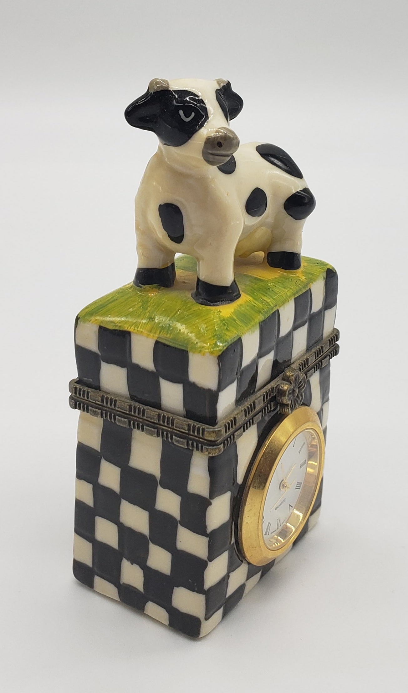 Cow Clock Trinket Box