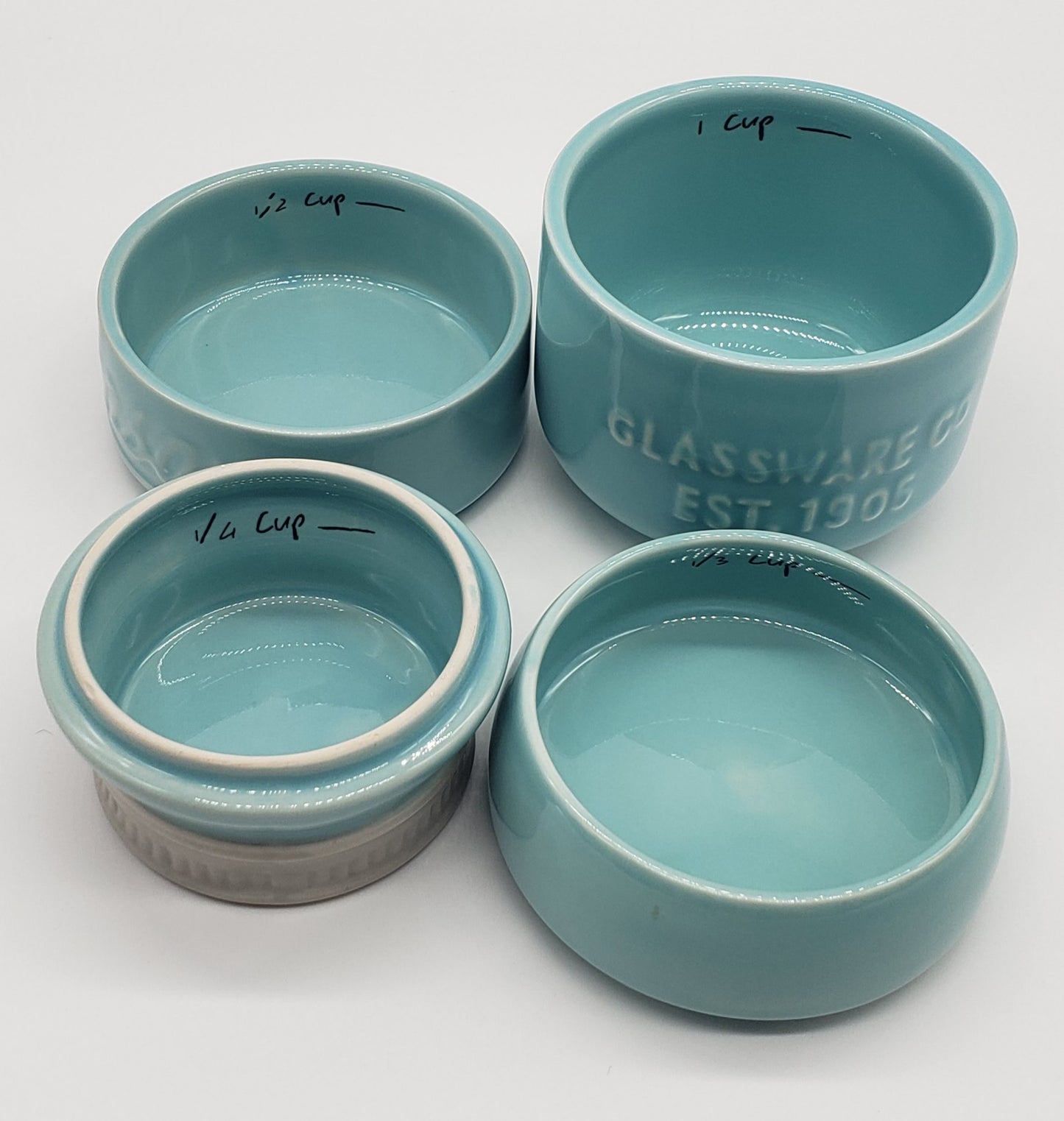 Blue mason jar measuring cup set