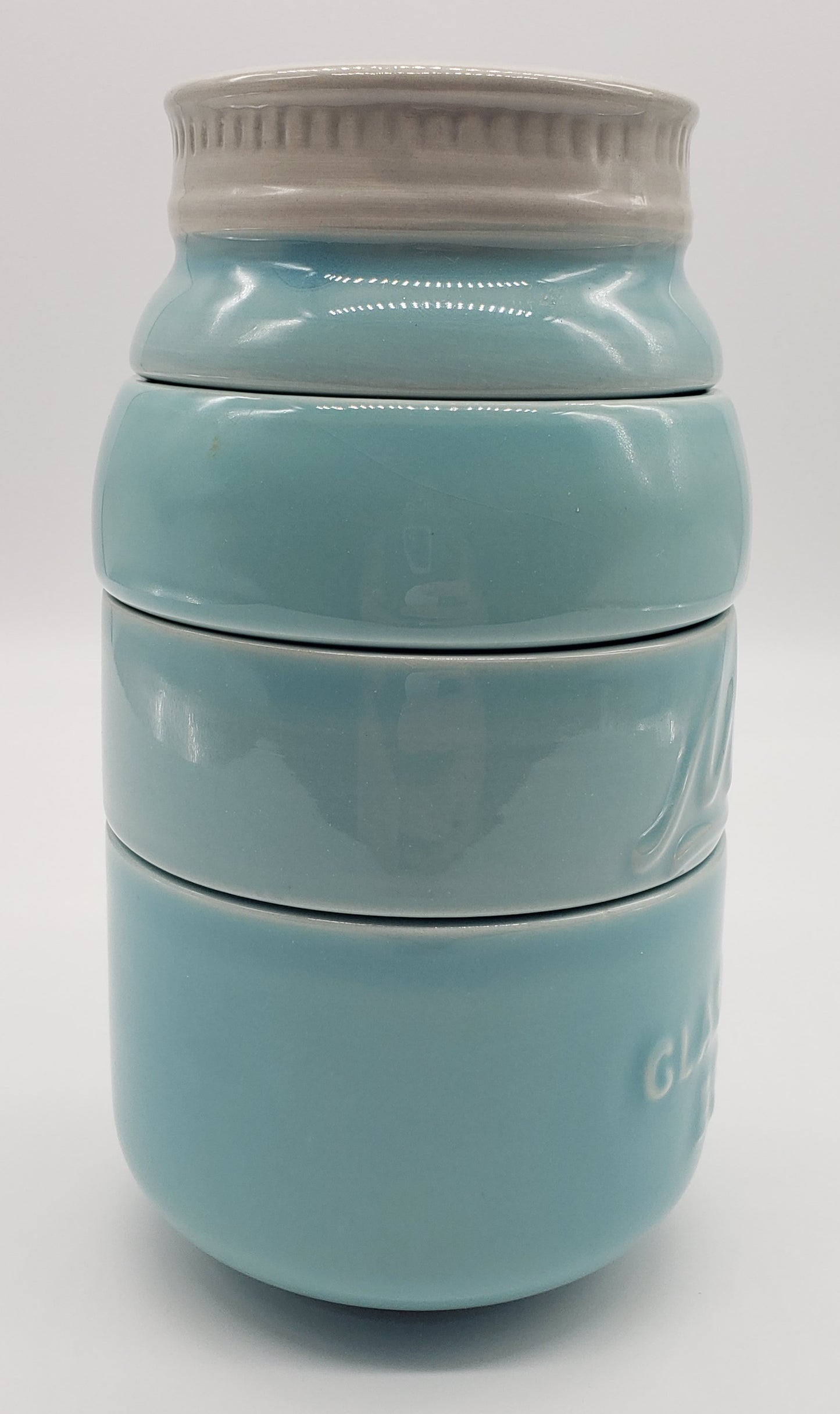 Blue mason jar measuring cup set