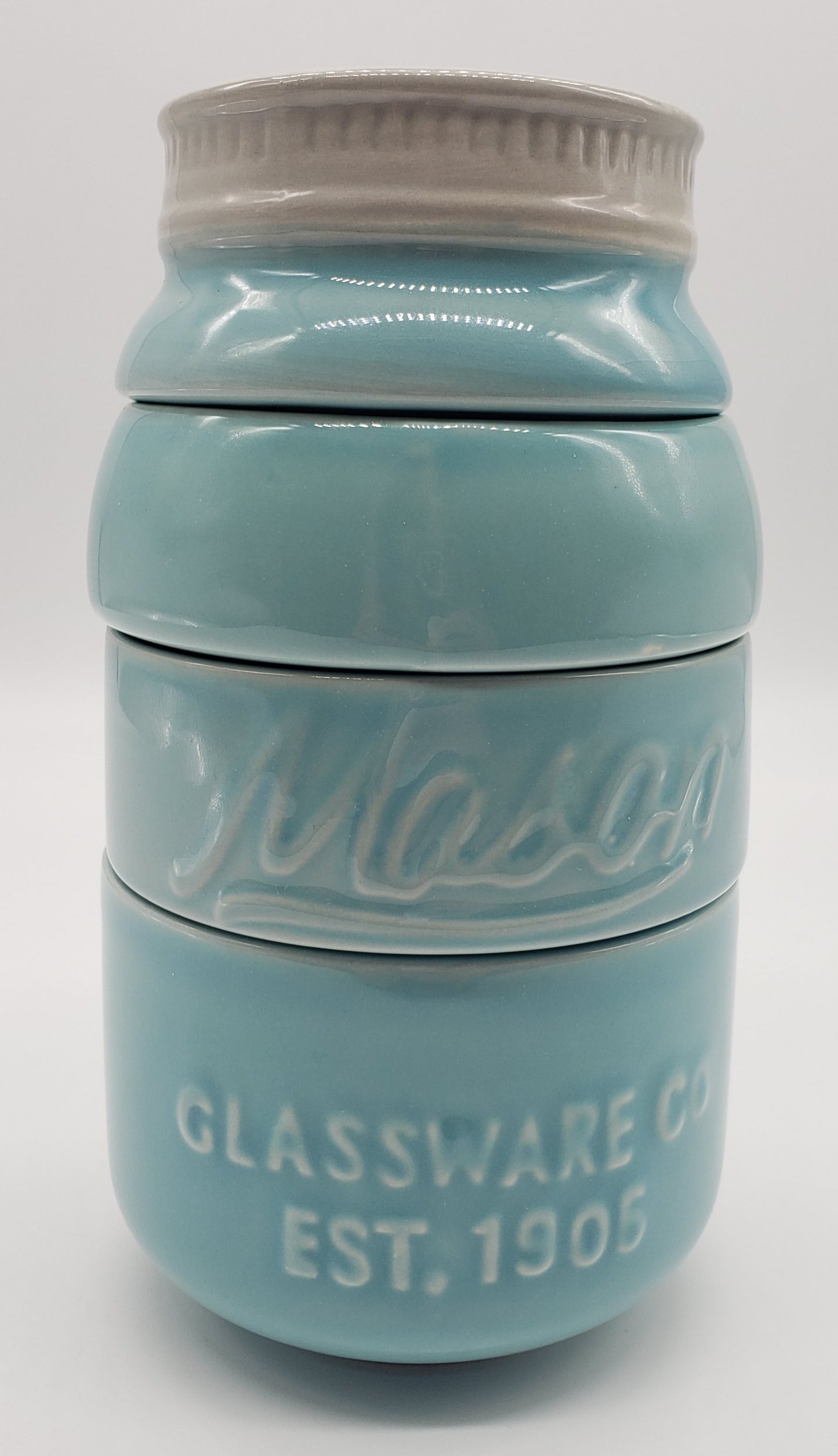 Blue mason jar measuring cup set