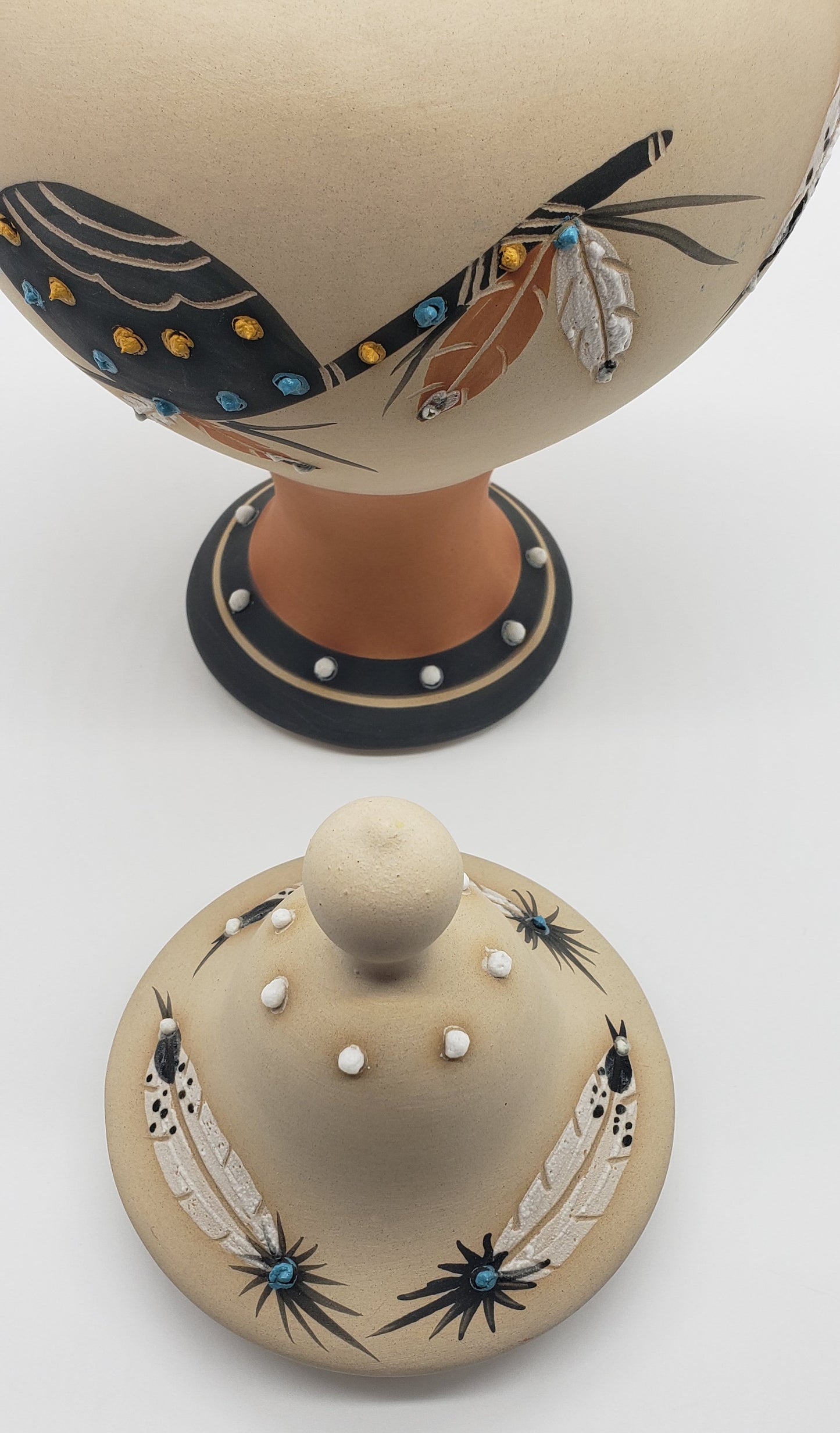 Betty Selby Native American Pottery Lidded Urn - Signed