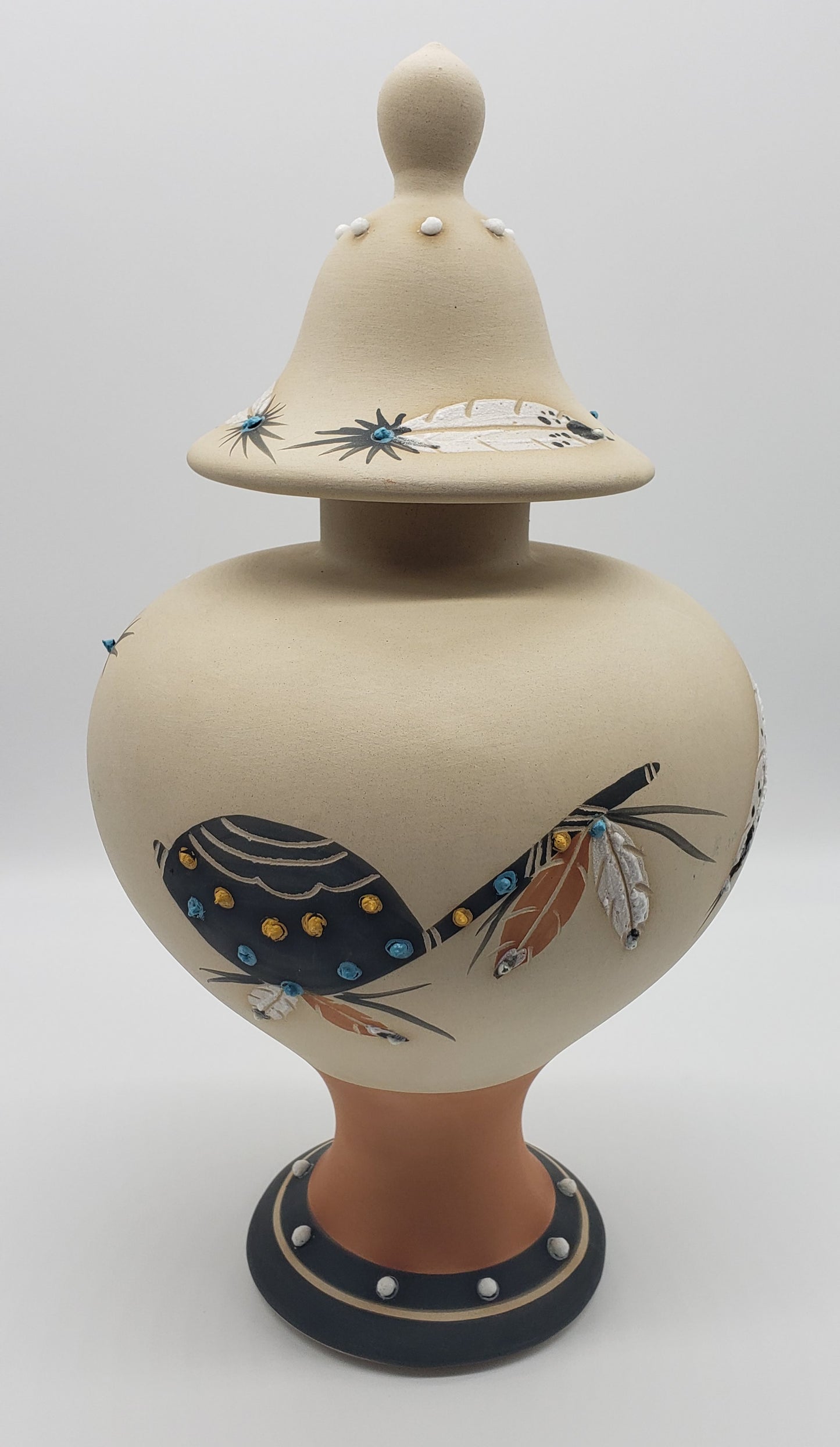 Betty Selby Native American Pottery Lidded Urn - Signed