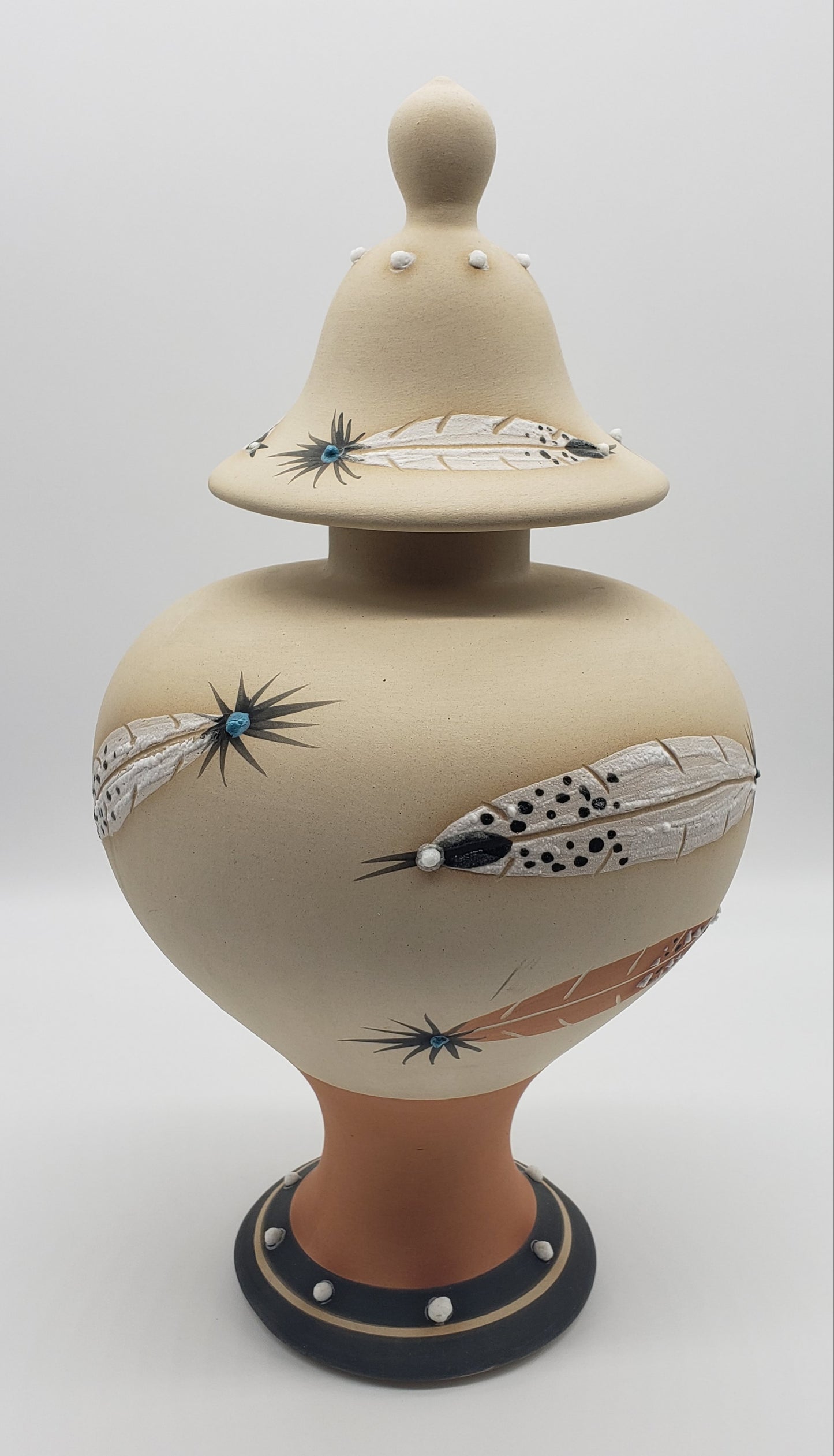 Betty Selby Native American Pottery Lidded Urn - Signed