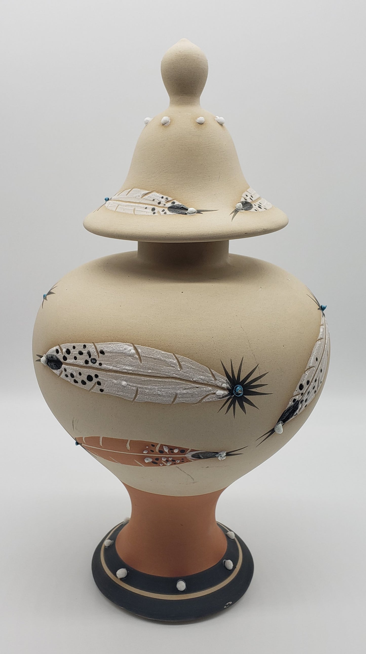 Betty Selby Native American Pottery Lidded Urn - Signed