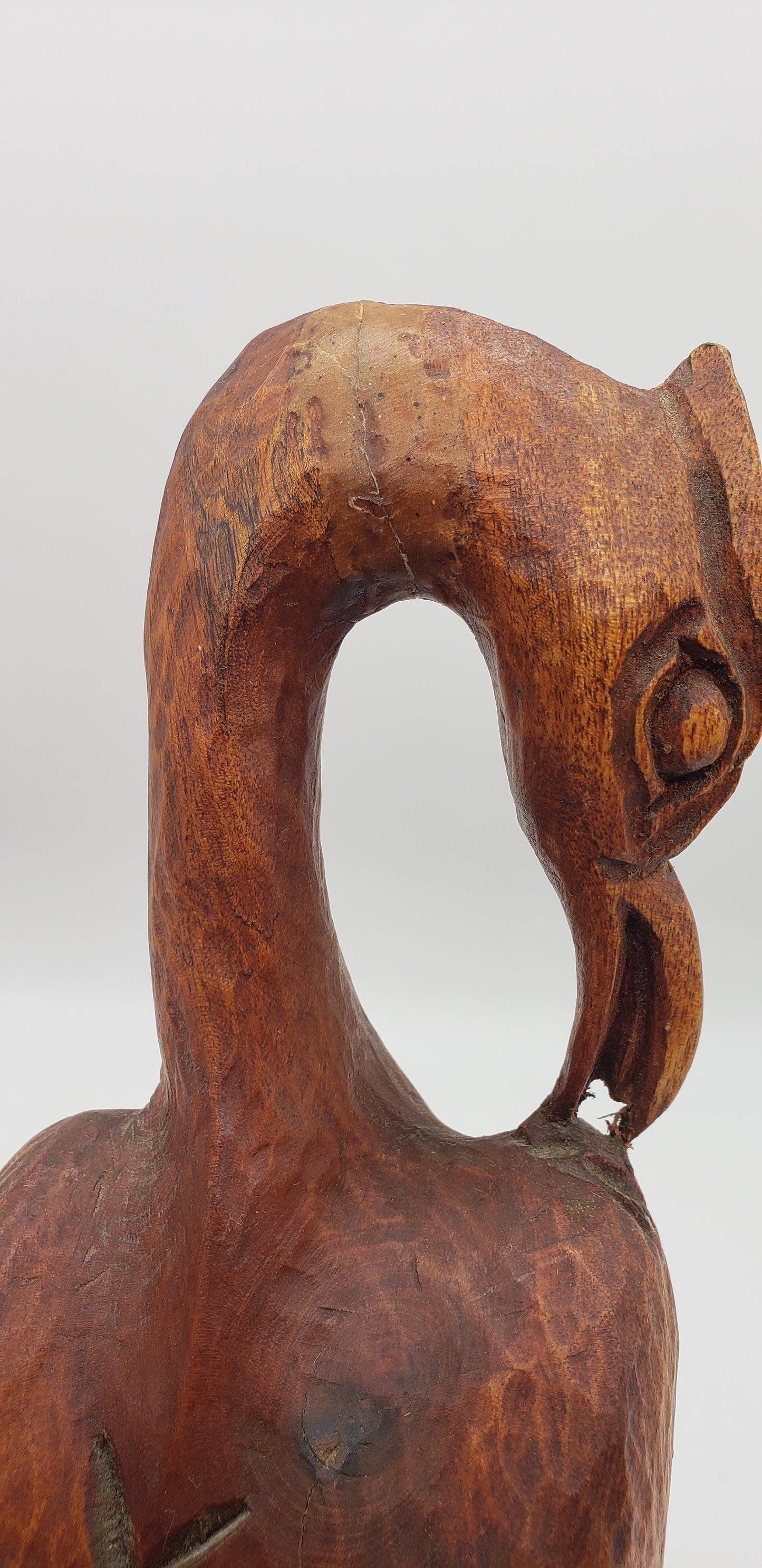 Renold Monfils Hand Carved Wooden Crane Figurine *Signed*