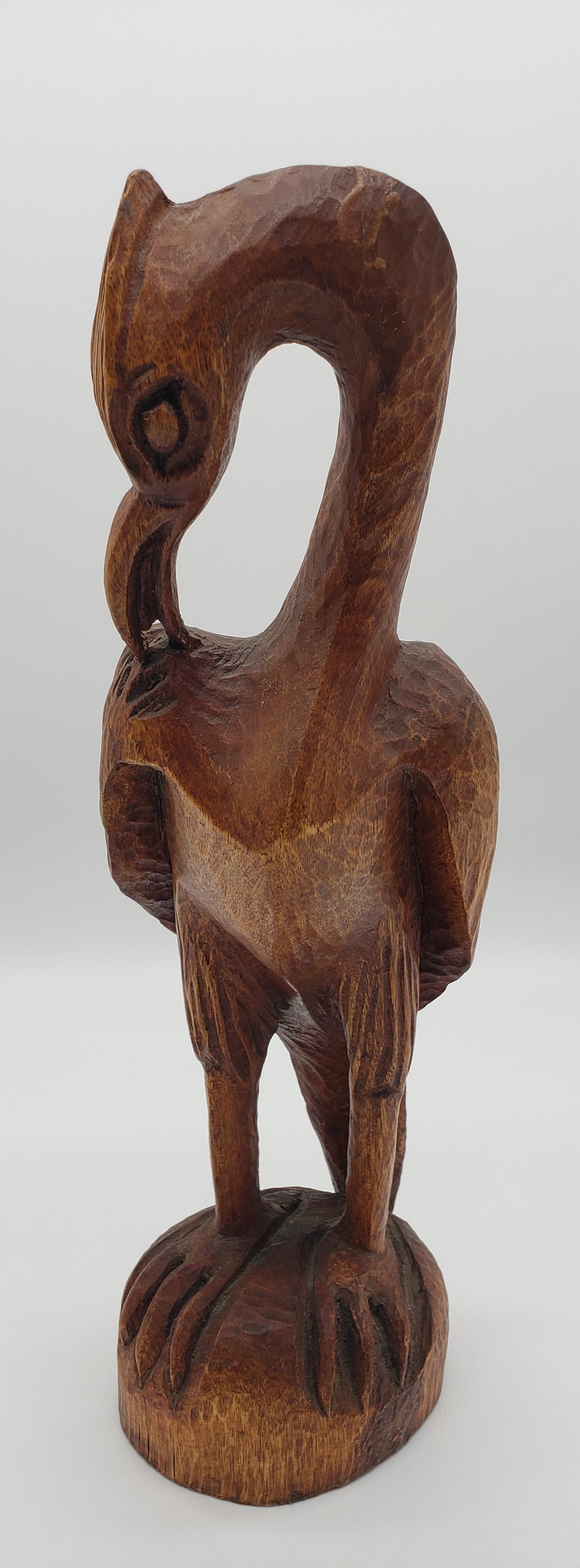 Renold Monfils Hand Carved Wooden Crane Figurine *Signed*