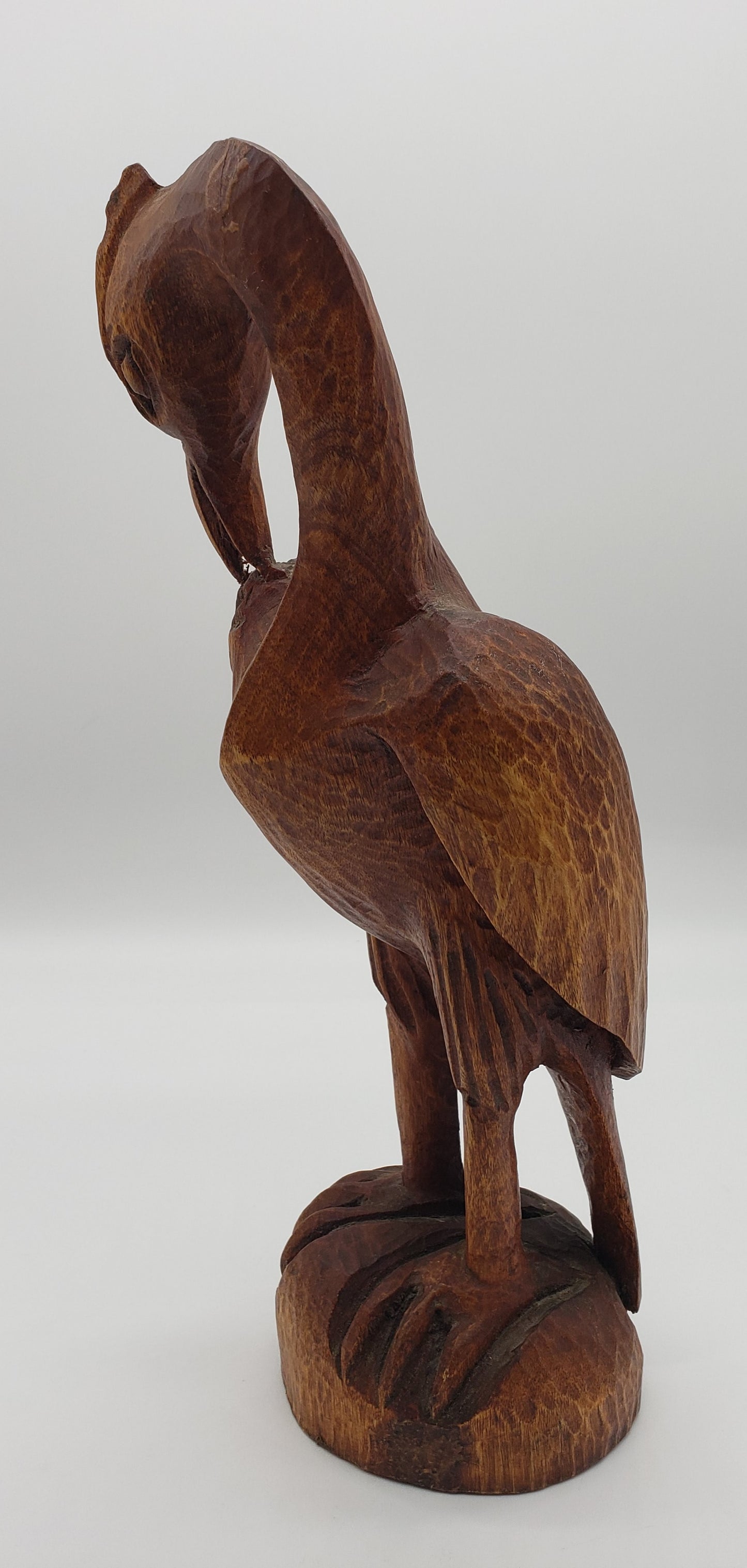 Renold Monfils Hand Carved Wooden Crane Figurine *Signed*