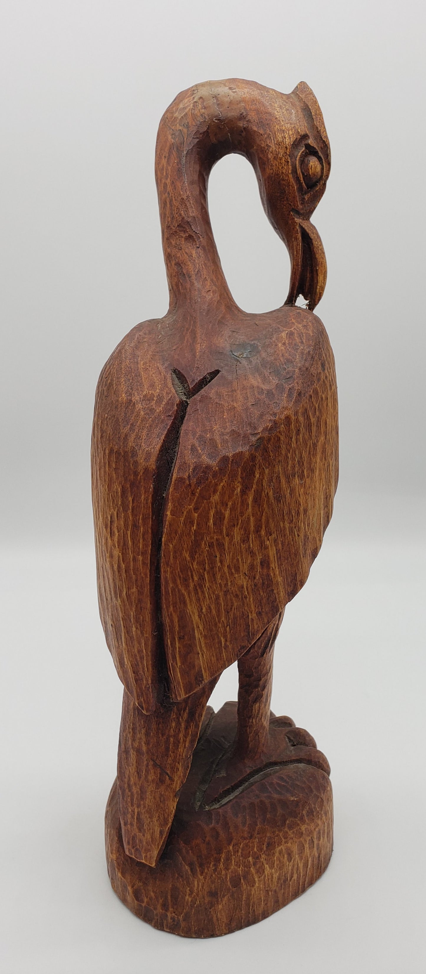 Renold Monfils Hand Carved Wooden Crane Figurine *Signed*