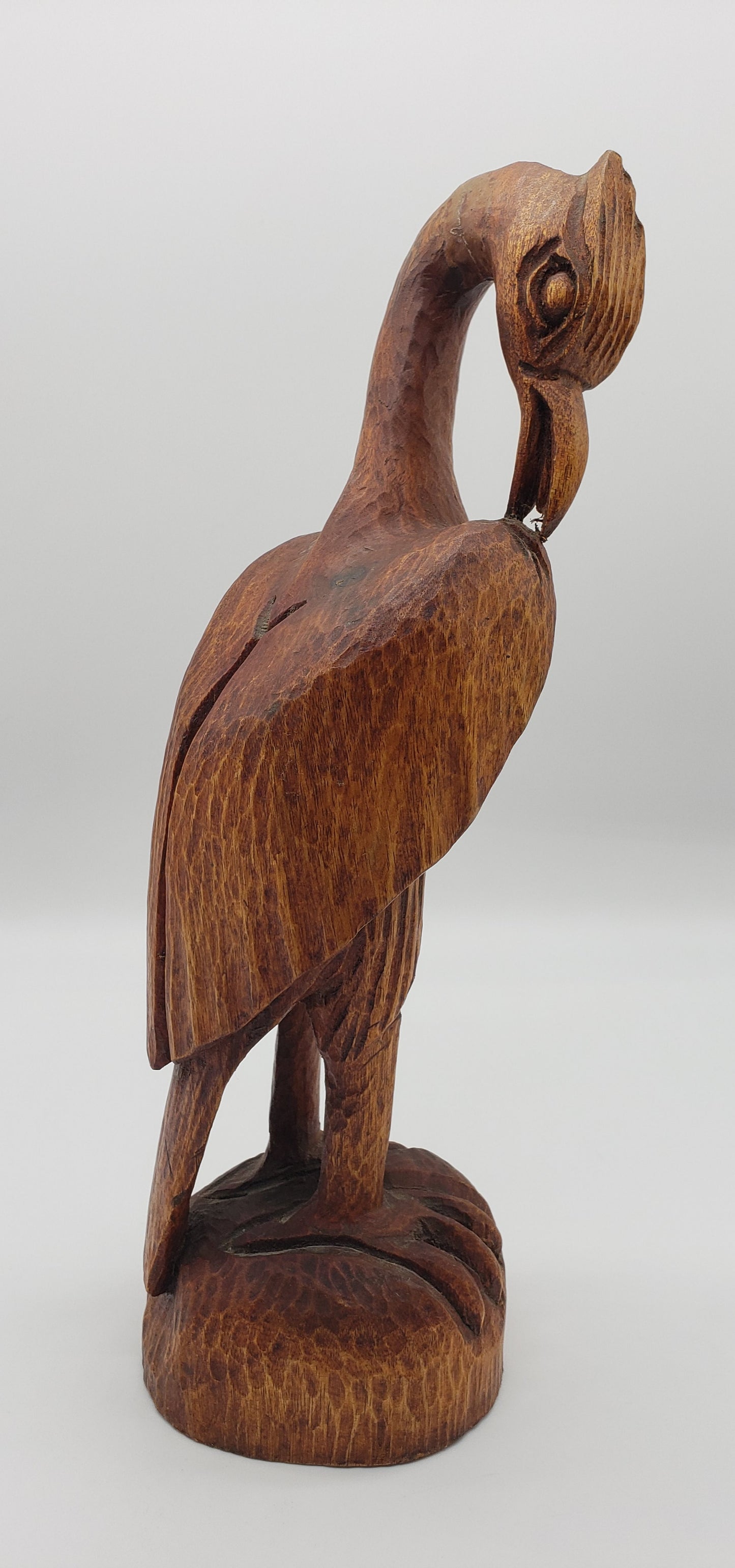 Renold Monfils Hand Carved Wooden Crane Figurine *Signed*