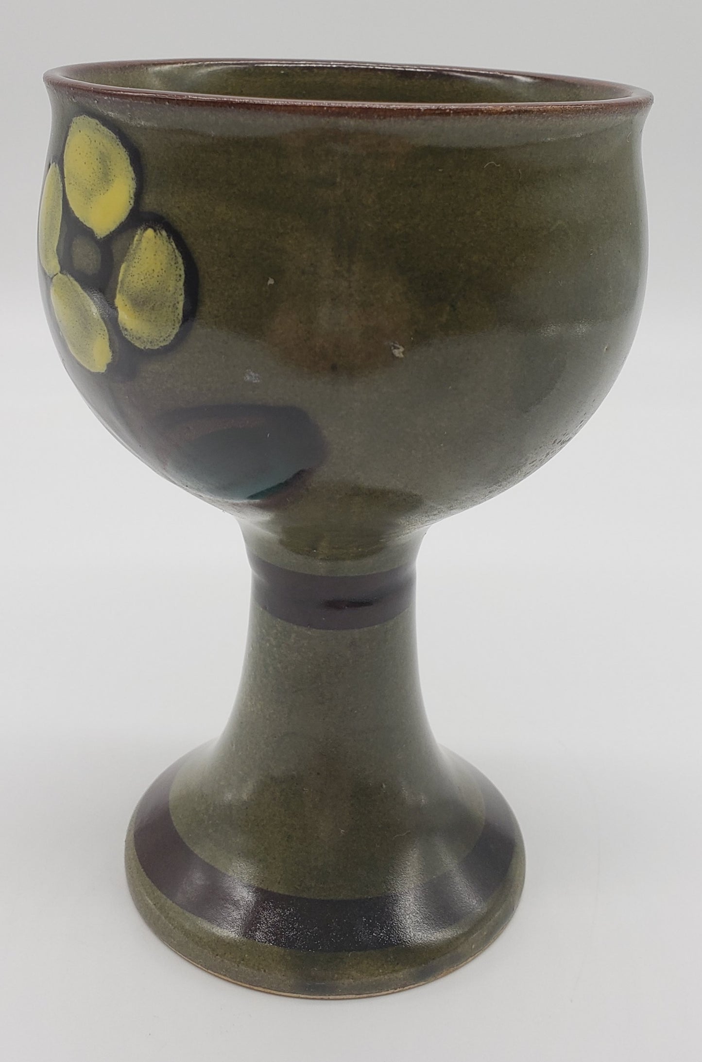 Ceramic Wine Goblet with Flower