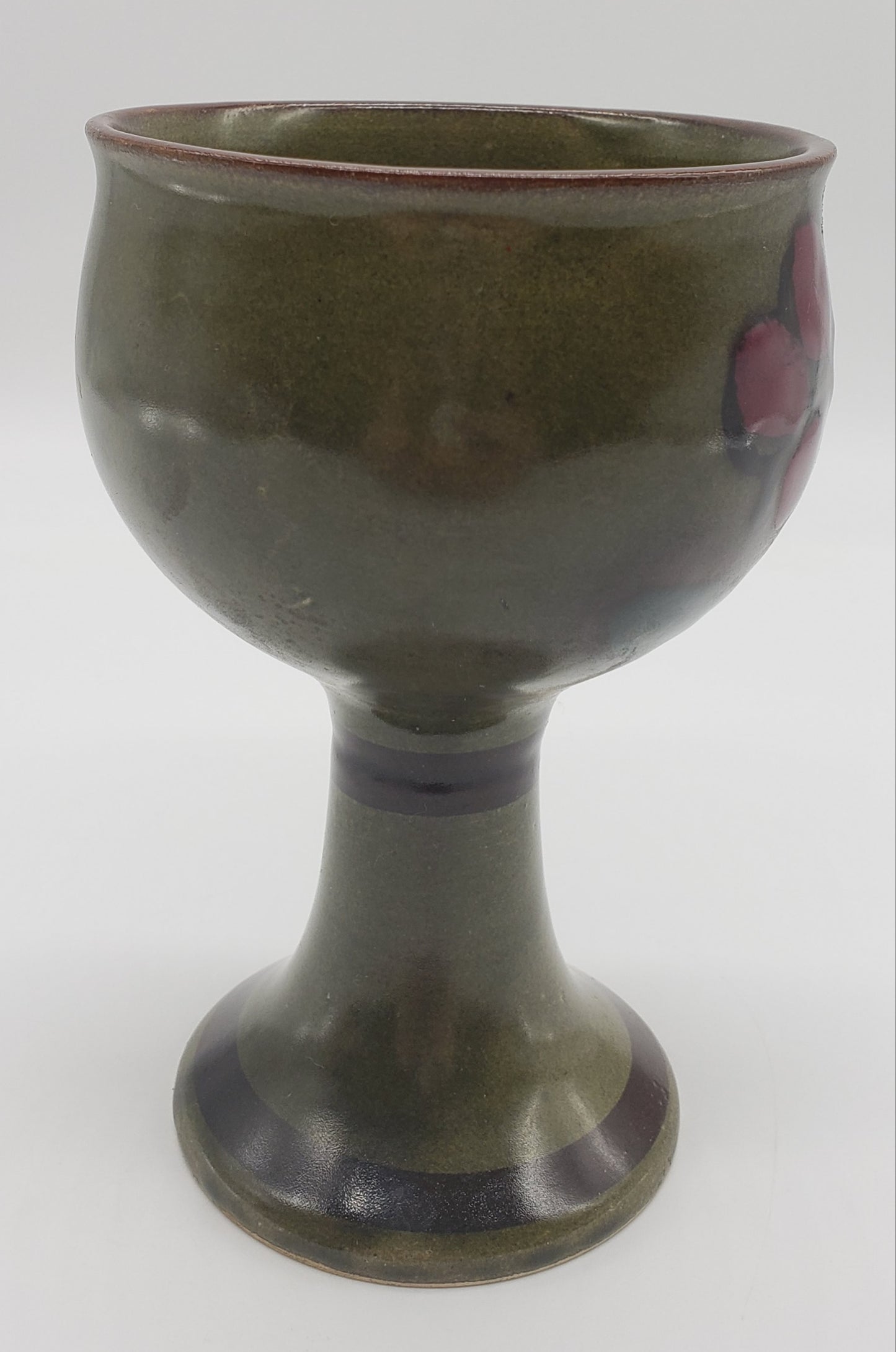 Ceramic Wine Goblet with Flower