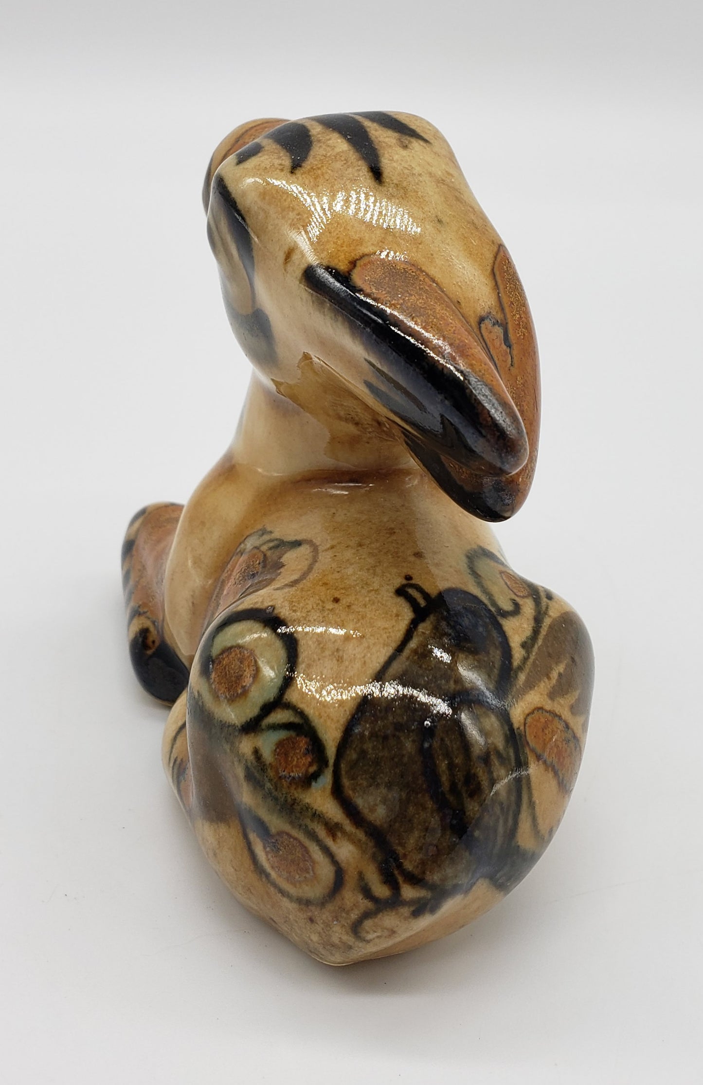 Mexican Pottery Hand Painted Miniature Laying Donkey