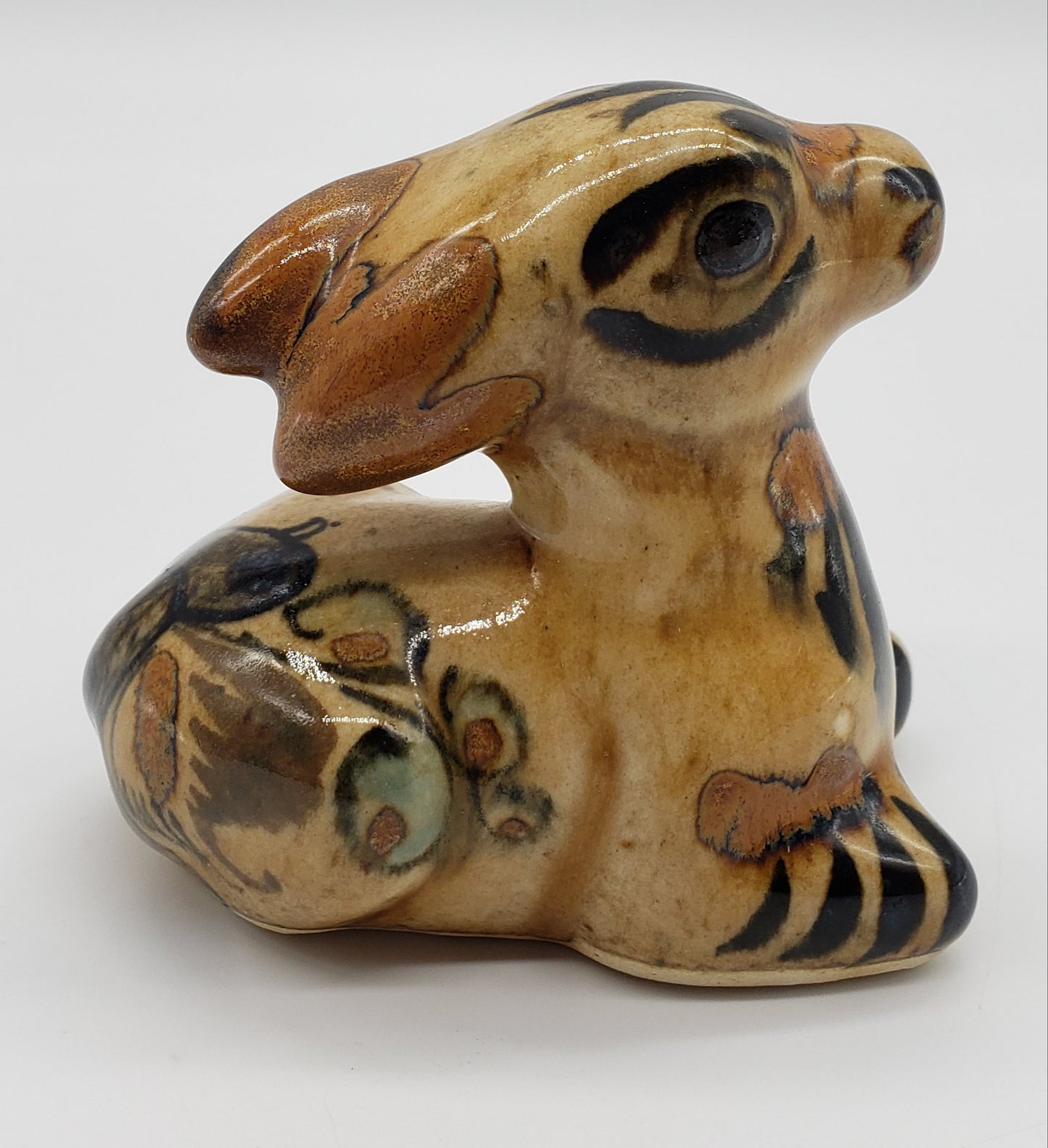 Mexican Pottery Hand Painted Miniature Laying Donkey