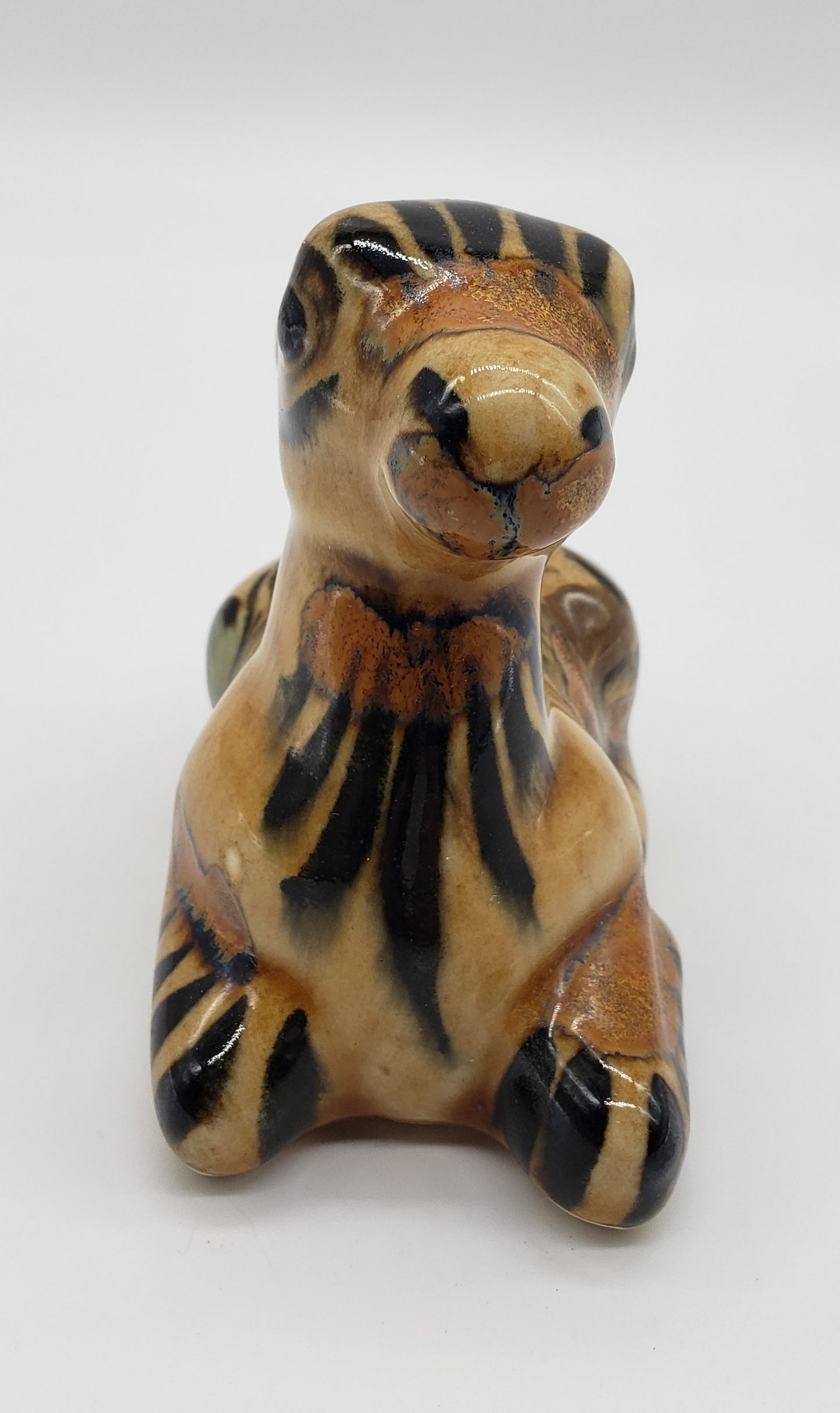 Mexican Pottery Hand Painted Miniature Laying Donkey