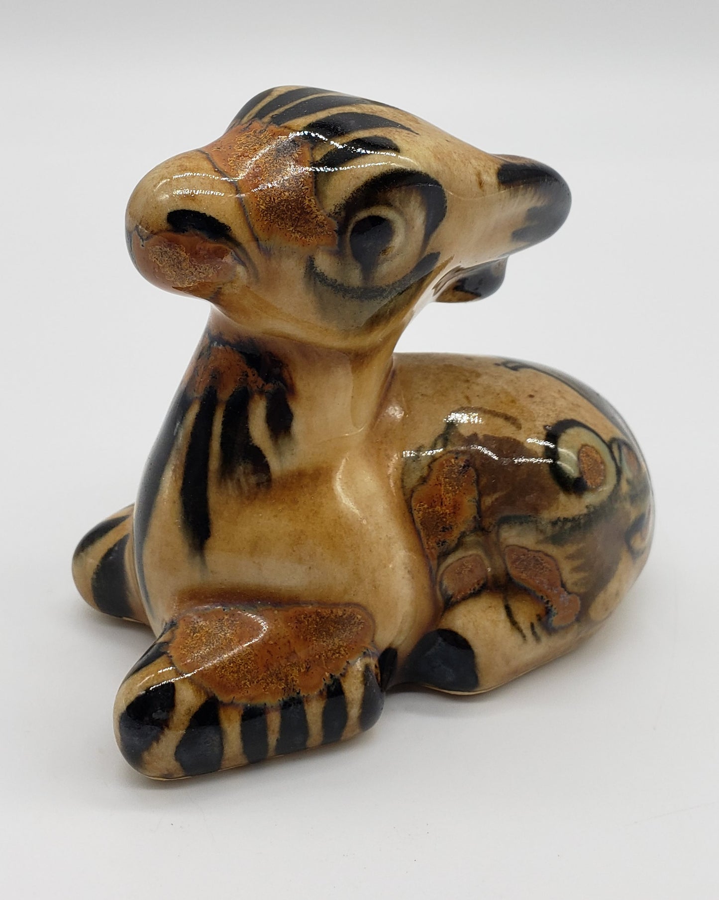 Mexican Pottery Hand Painted Miniature Laying Donkey