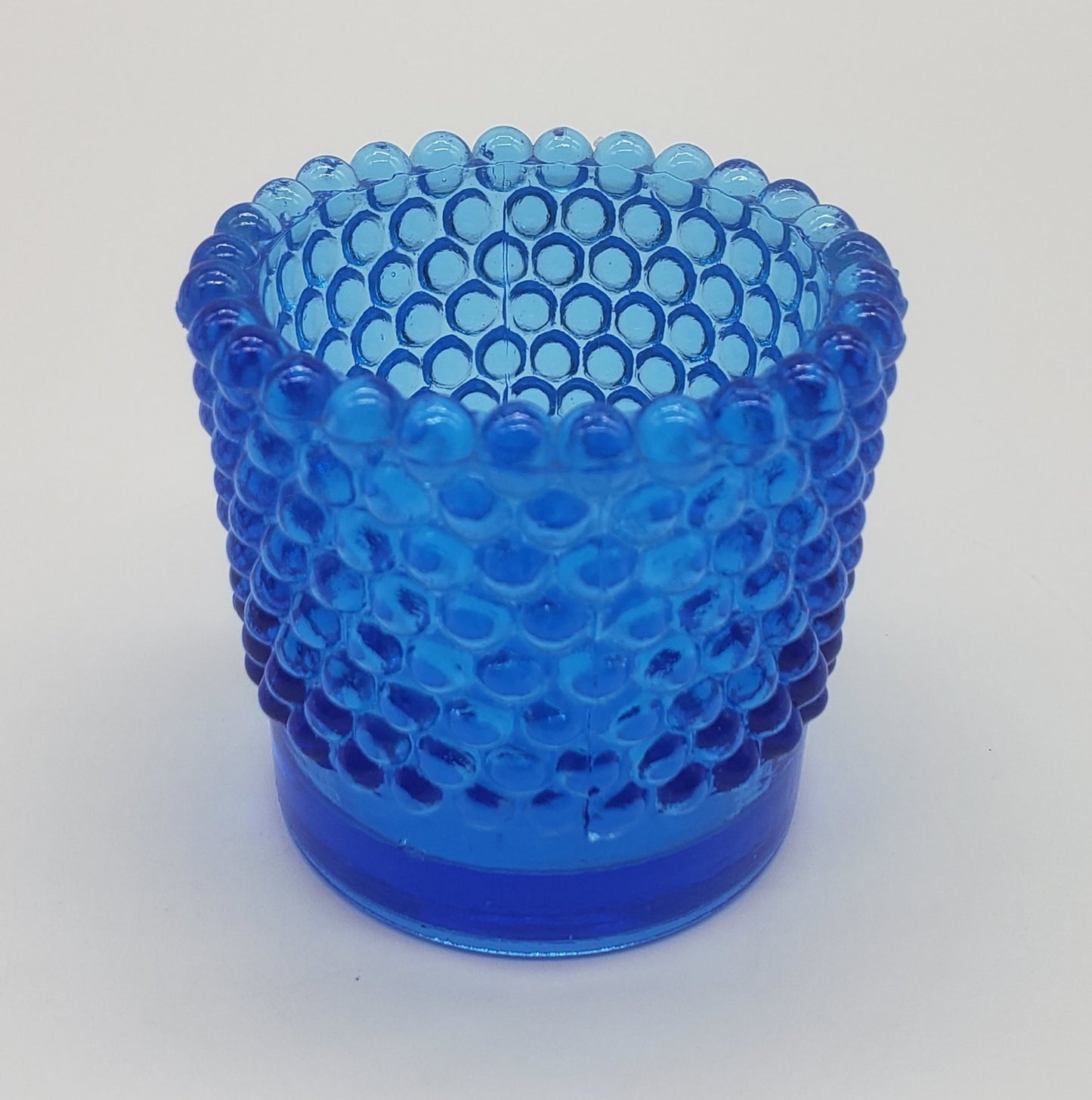 Hobnail Blue Glass Toothpick Holder