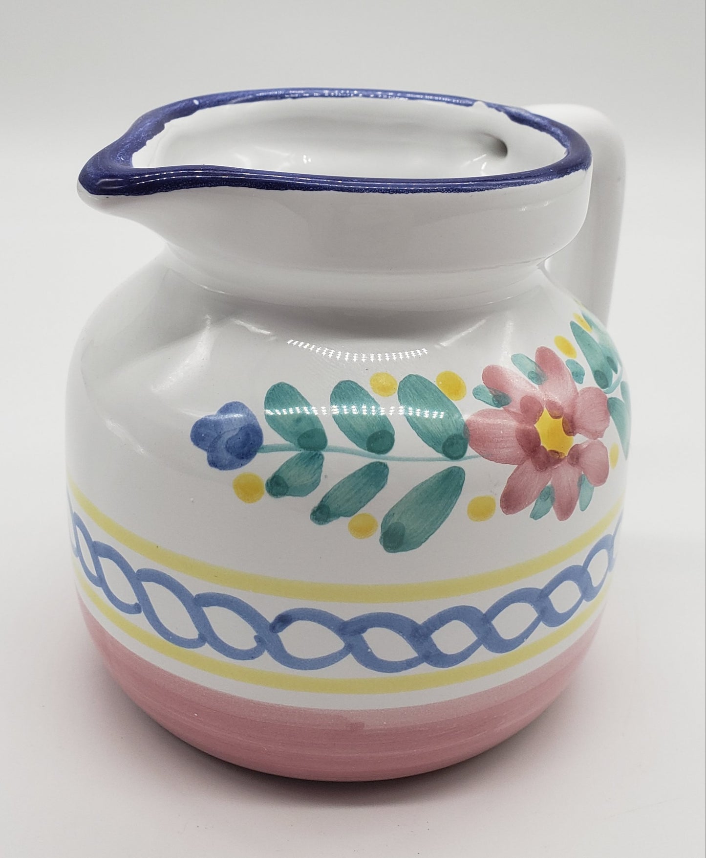 Italian Pottery creamer- Hand Painted Flower Design