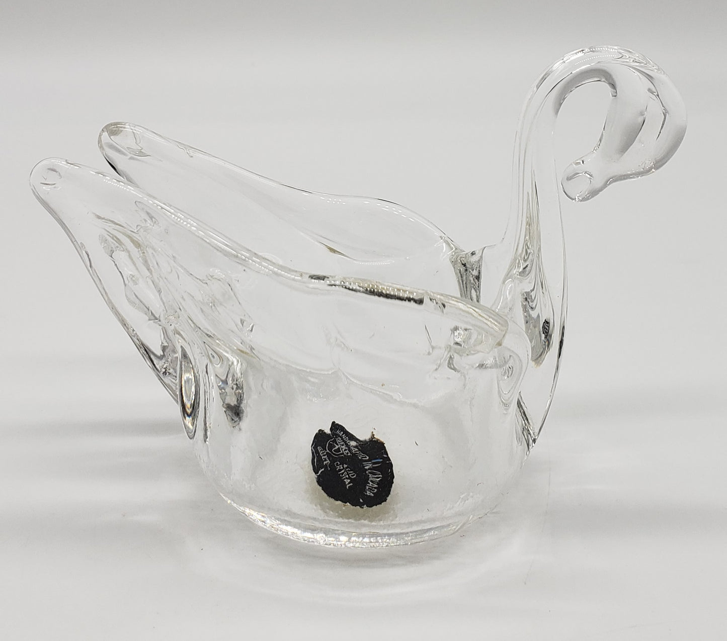 RIEKES CHALET Lead Crystal Glass Swan - Handcrafted in Canada