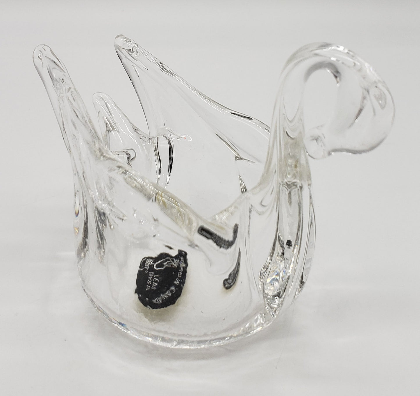 RIEKES CHALET Lead Crystal Glass Swan - Handcrafted in Canada
