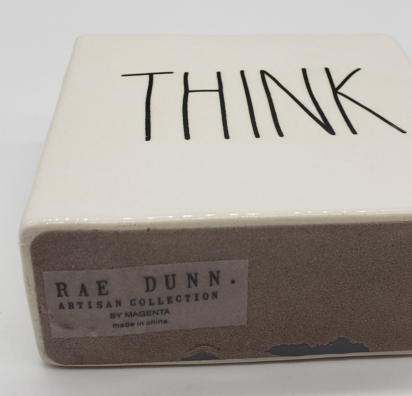 Rae Dunn Think Evolve Square Plaque Desk Paperweight Tiered Tray Decor