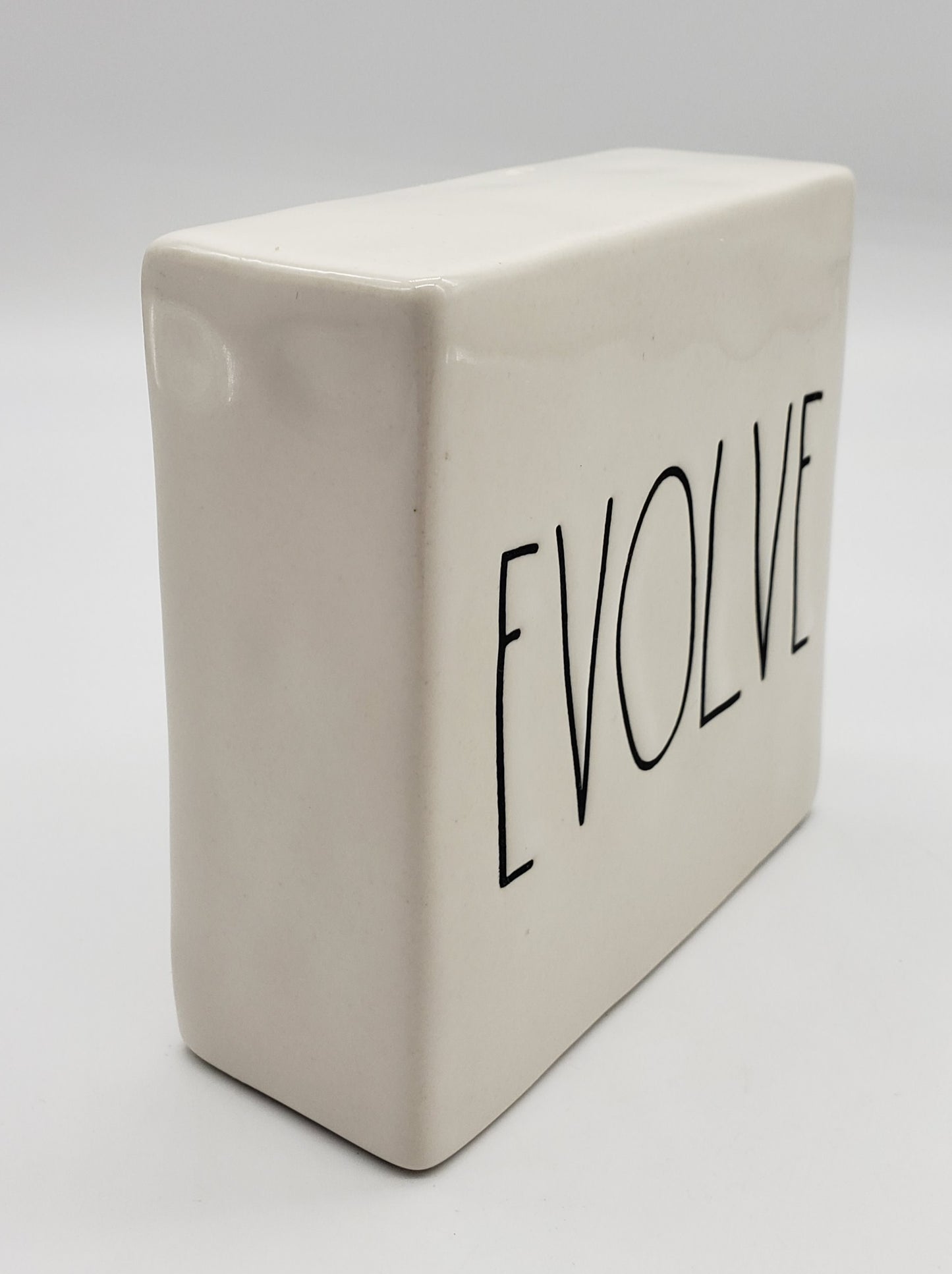 Rae Dunn Think Evolve Square Plaque Desk Paperweight Tiered Tray Decor