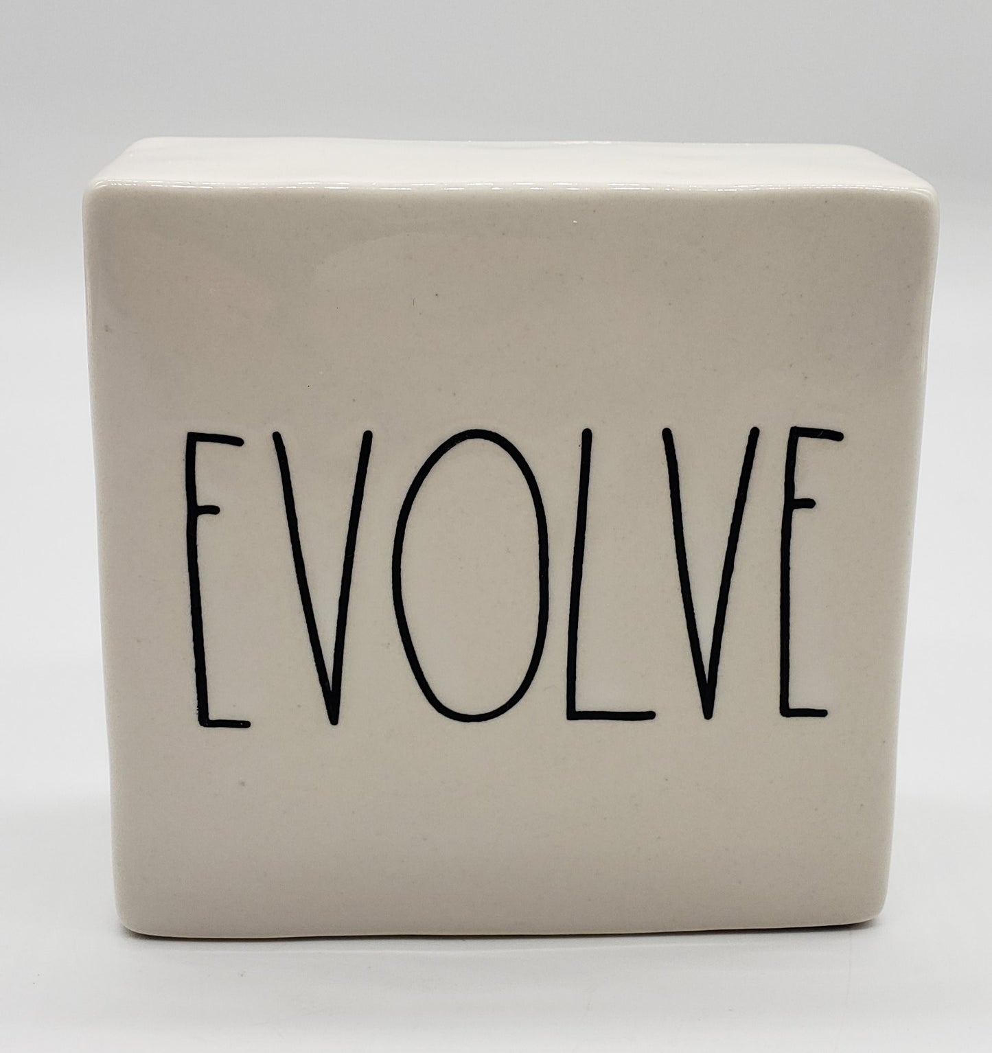 Rae Dunn Think Evolve Square Plaque Desk Paperweight Tiered Tray Decor