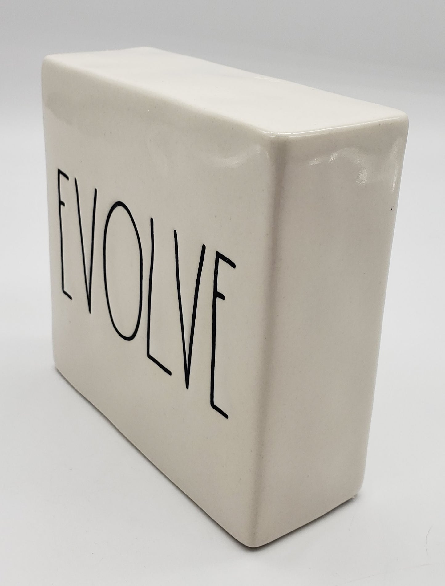 Rae Dunn Think Evolve Square Plaque Desk Paperweight Tiered Tray Decor