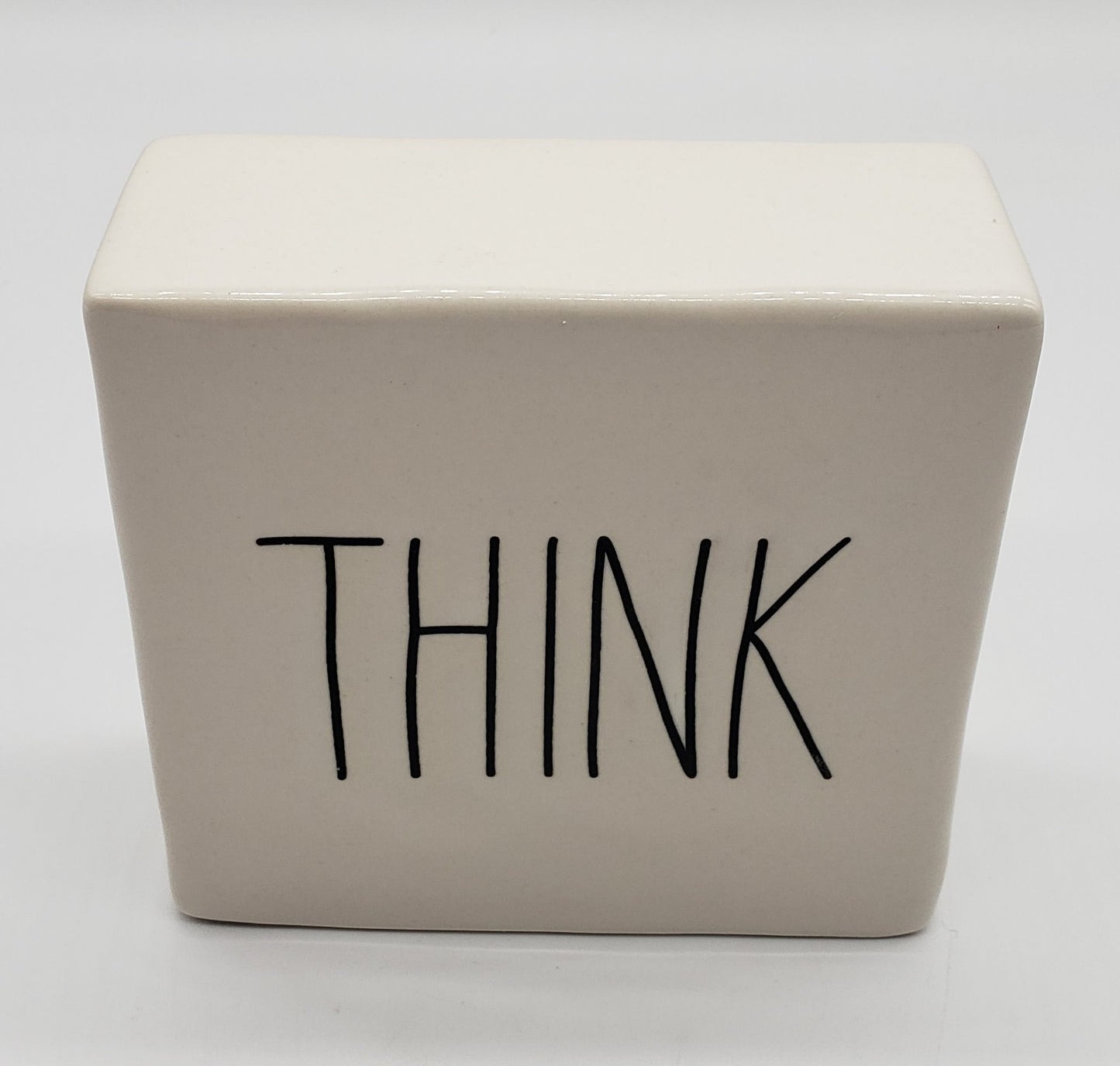 Rae Dunn Think Evolve Square Plaque Desk Paperweight Tiered Tray Decor