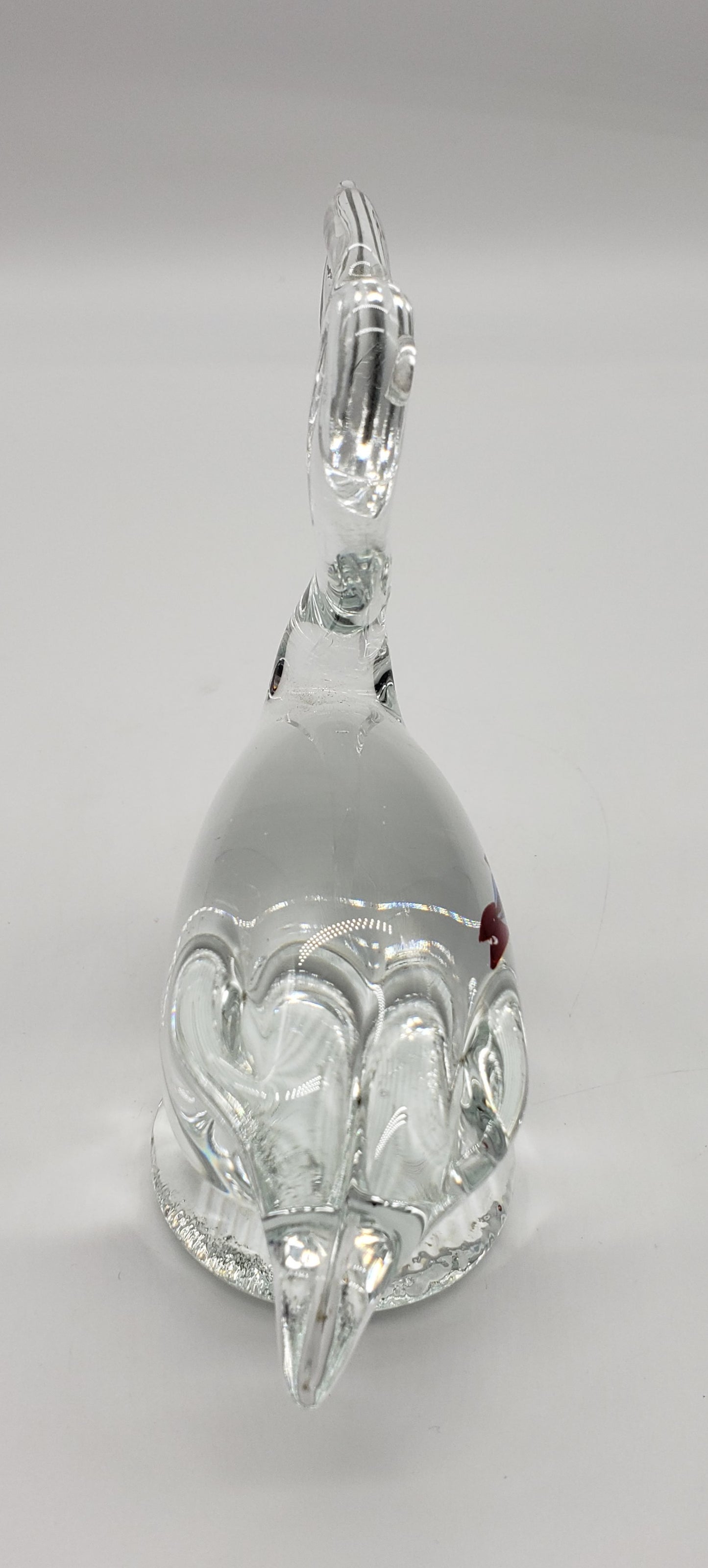 Clear Glass Pelican Paper wieght with Fish Inside Belly Figurine 5 3/4" Hand Blown Art Glass
